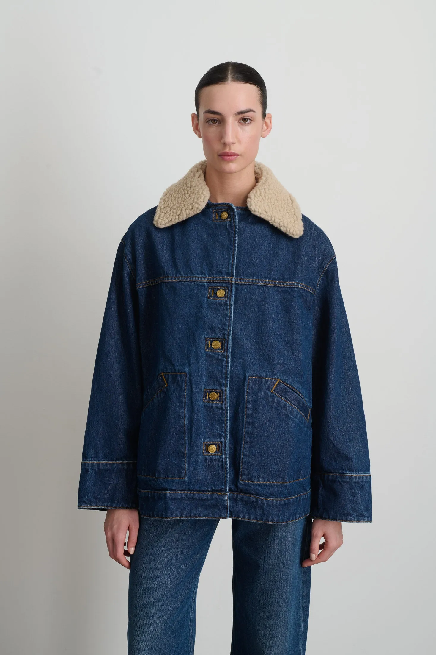 Stadium Jacket Van Blue / Oatmeal Sherpa Collar sold by B Sides Jeans product image thumbnail 5