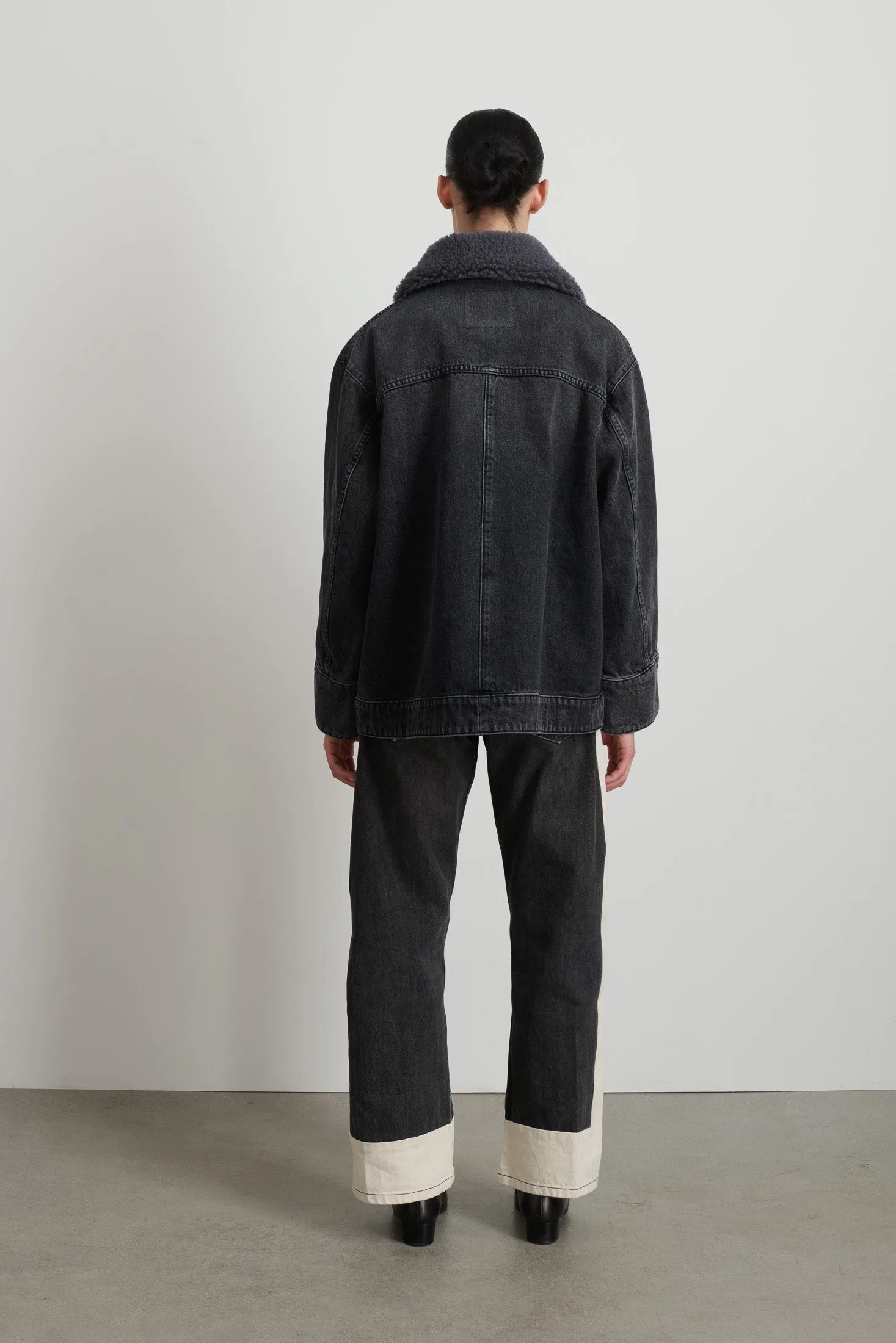 Stadium Jacket Stil Black / Grey Blue Sherpa Collar sold by B Sides Jeans product image thumbnail 3