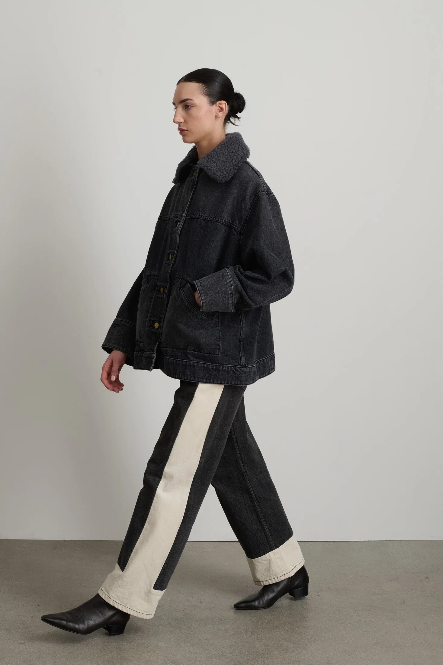 Stadium Jacket Stil Black / Grey Blue Sherpa Collar sold by B Sides Jeans product image thumbnail 4