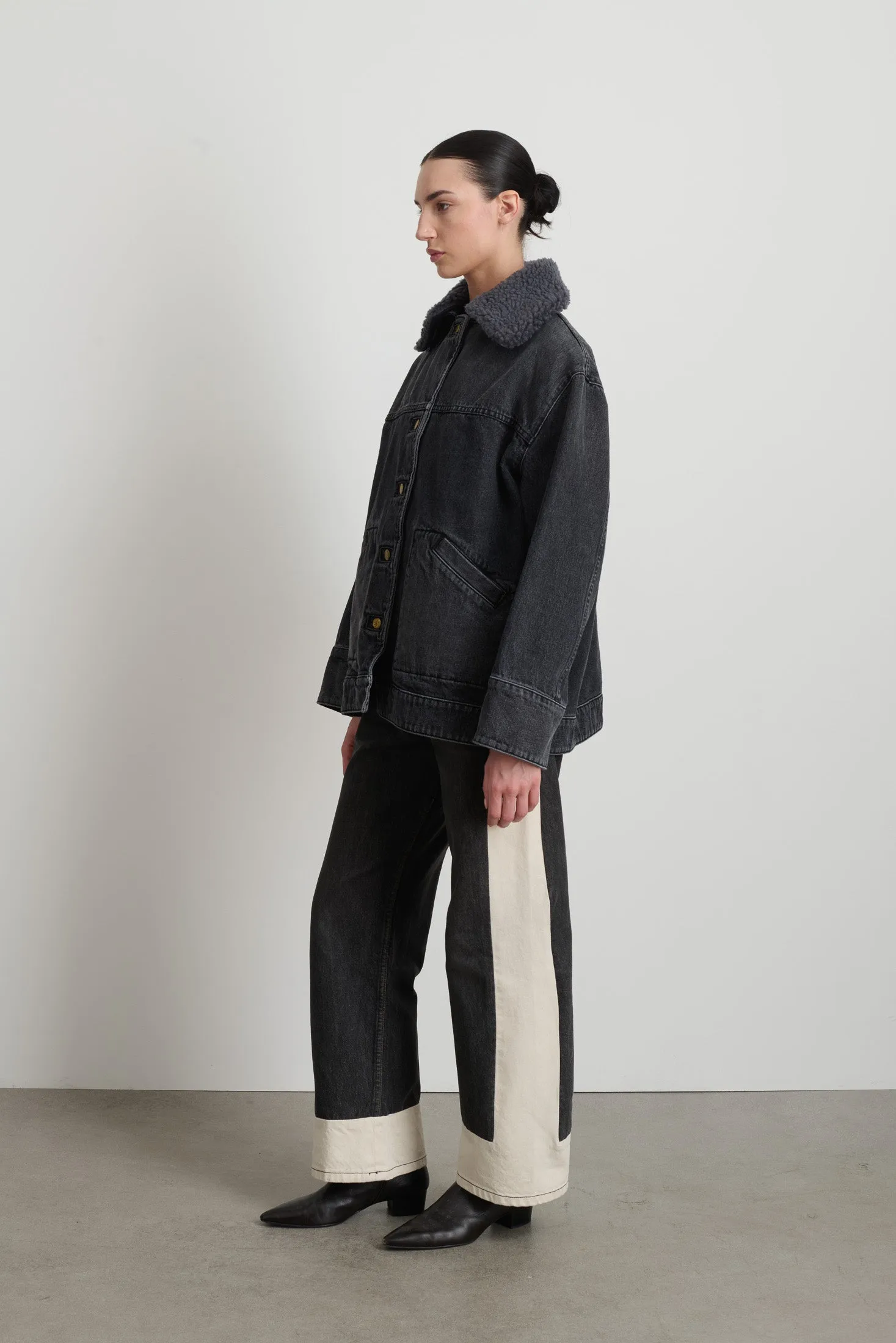 Stadium Jacket Stil Black / Grey Blue Sherpa Collar sold by B Sides Jeans product image thumbnail 2