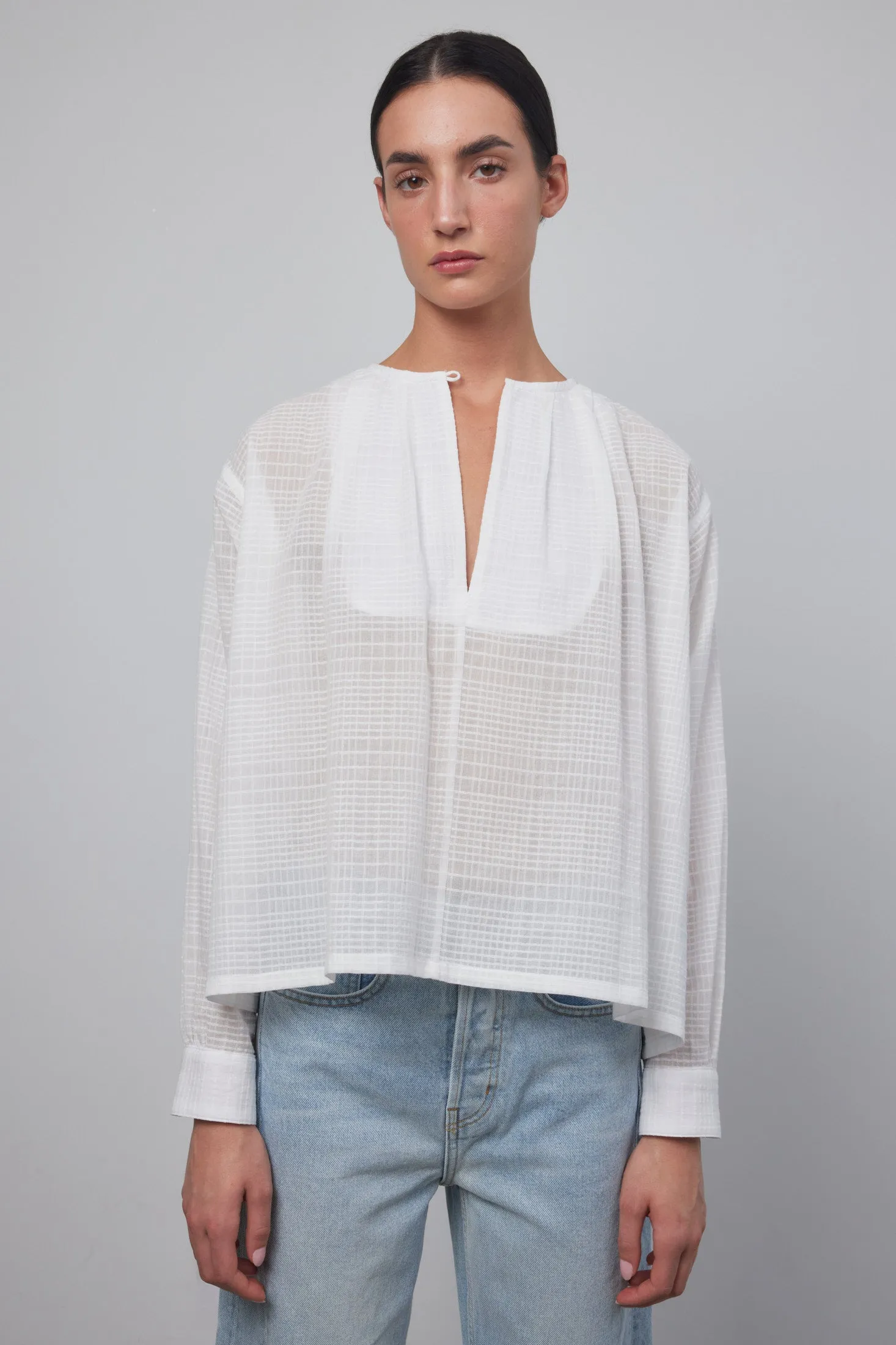 Fira Top White Dobby Plaid Found Antique Florals sold by B Sides Jeans product image thumbnail 2