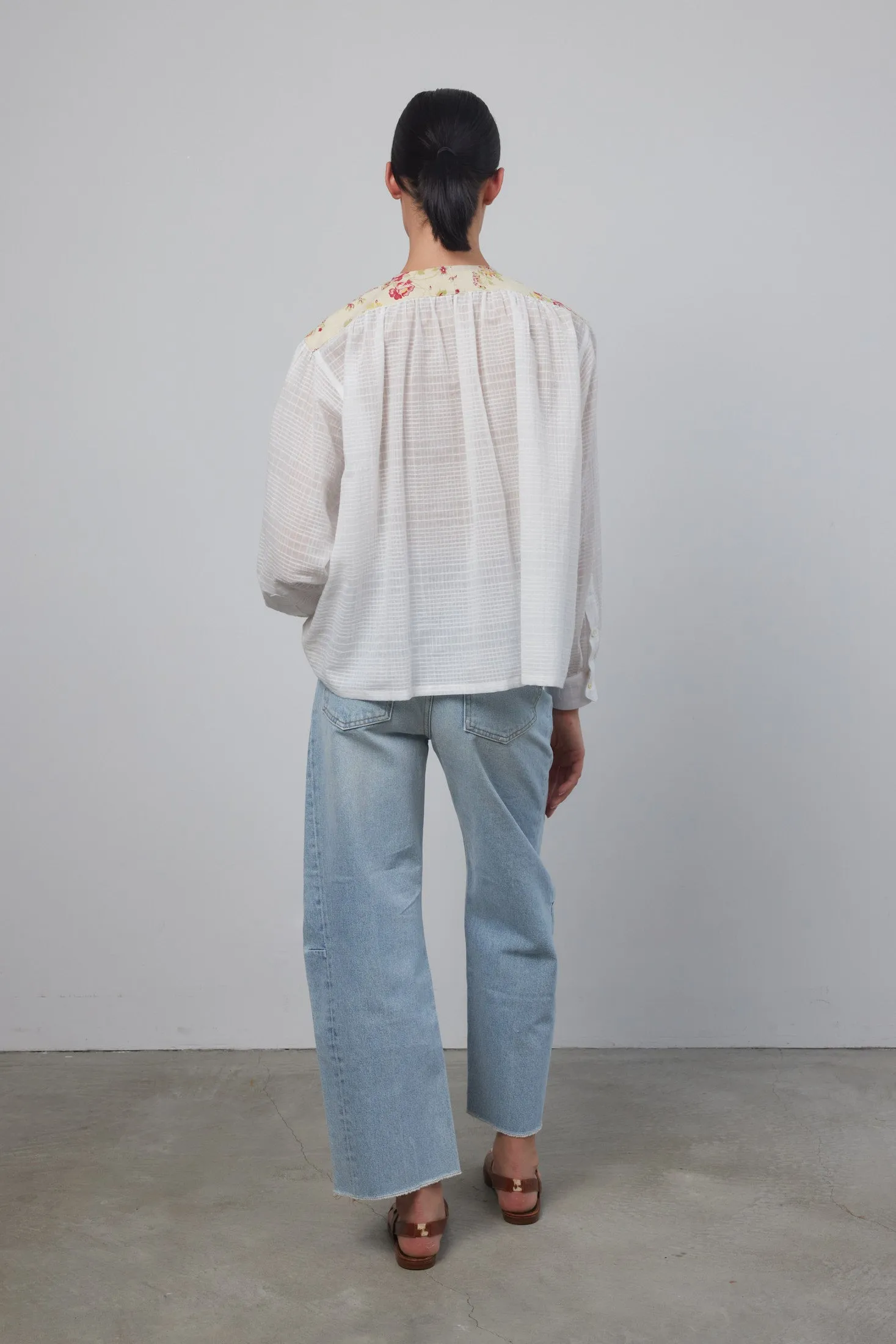 Fira Top White Dobby Plaid Found Antique Florals sold by B Sides Jeans product image thumbnail 4