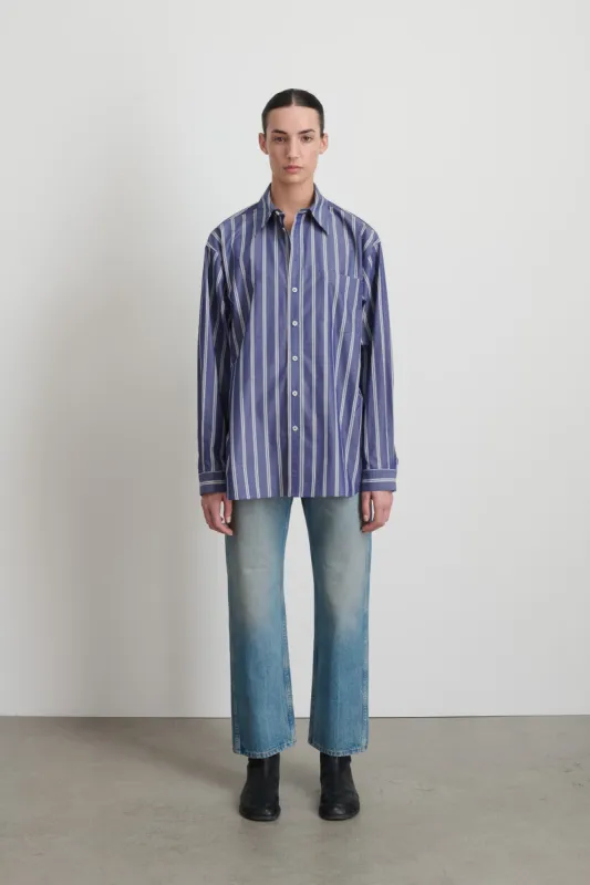 Nolan Shirt Indigo White Stripe made by B Sides Jeans