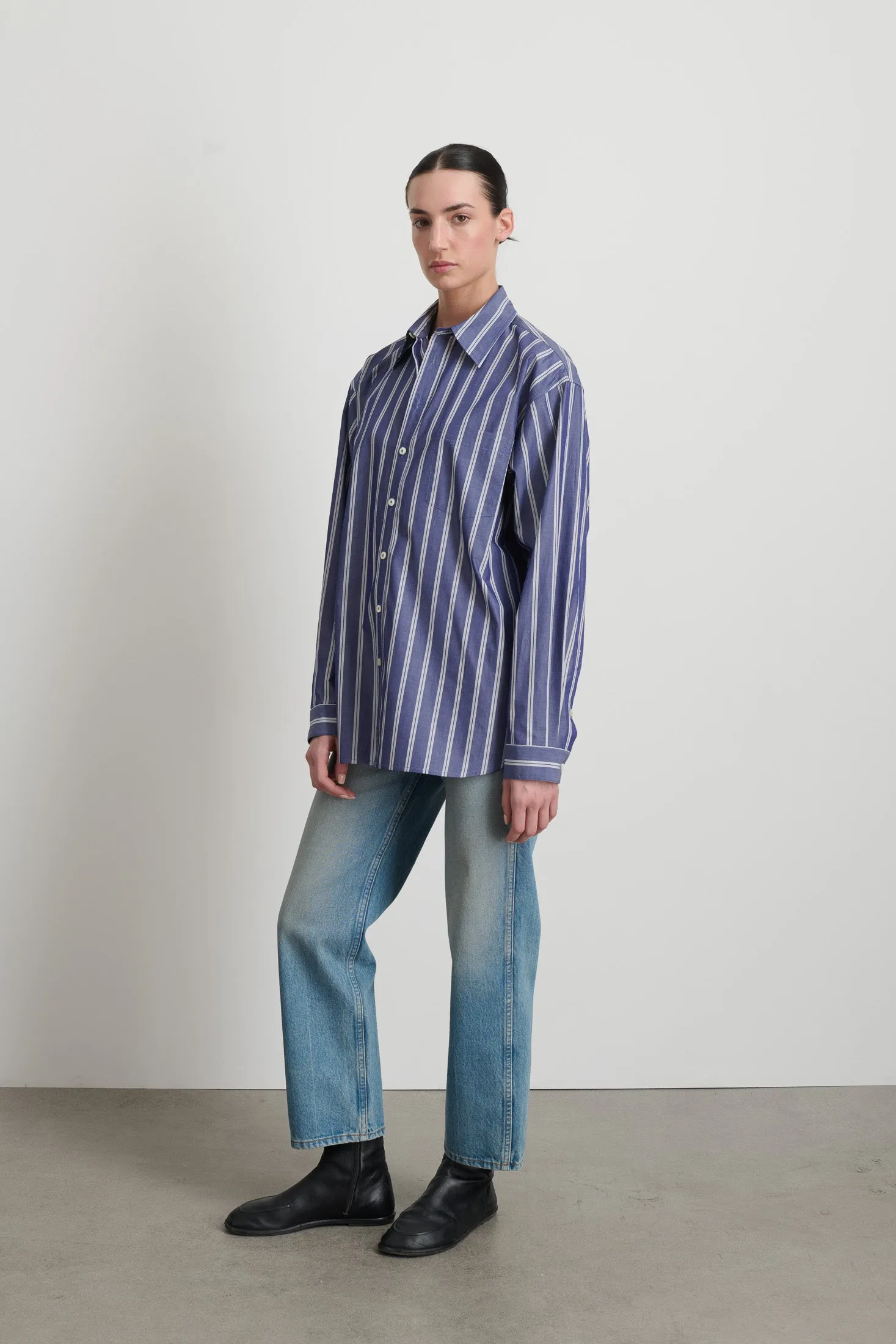 Nolan Shirt Indigo White Stripe sold by B Sides Jeans product image thumbnail 2