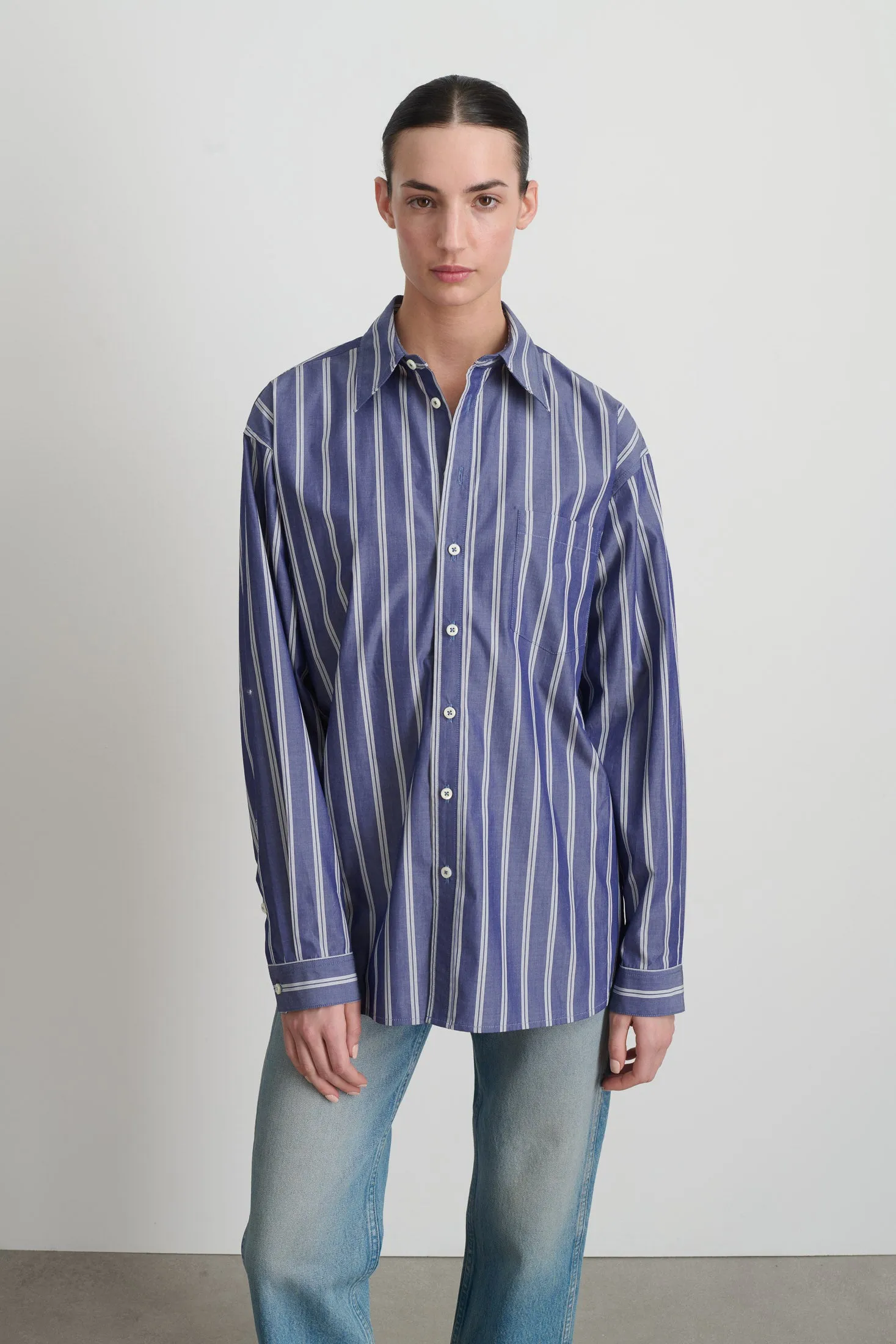 Nolan Shirt Indigo White Stripe sold by B Sides Jeans product image thumbnail 4