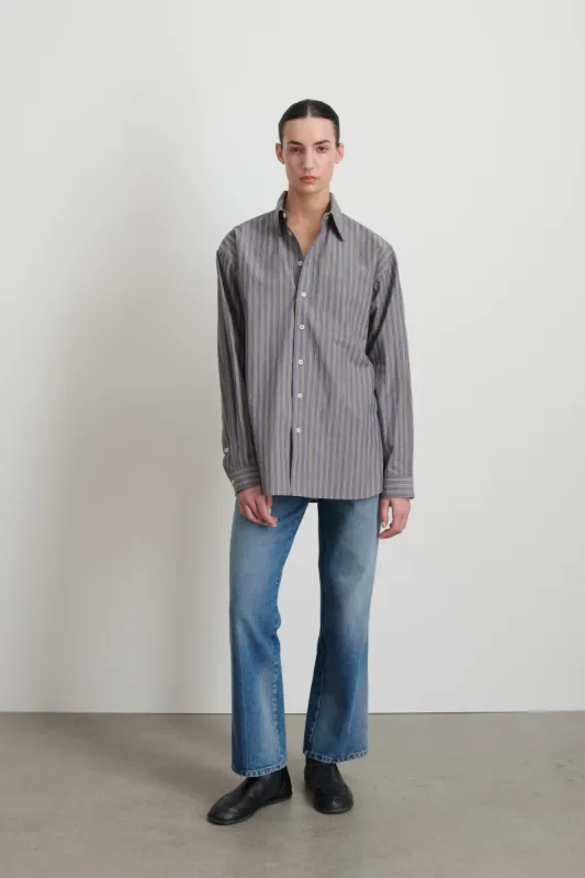 Nolan Shirt Grey Blue Stripe made by B Sides Jeans