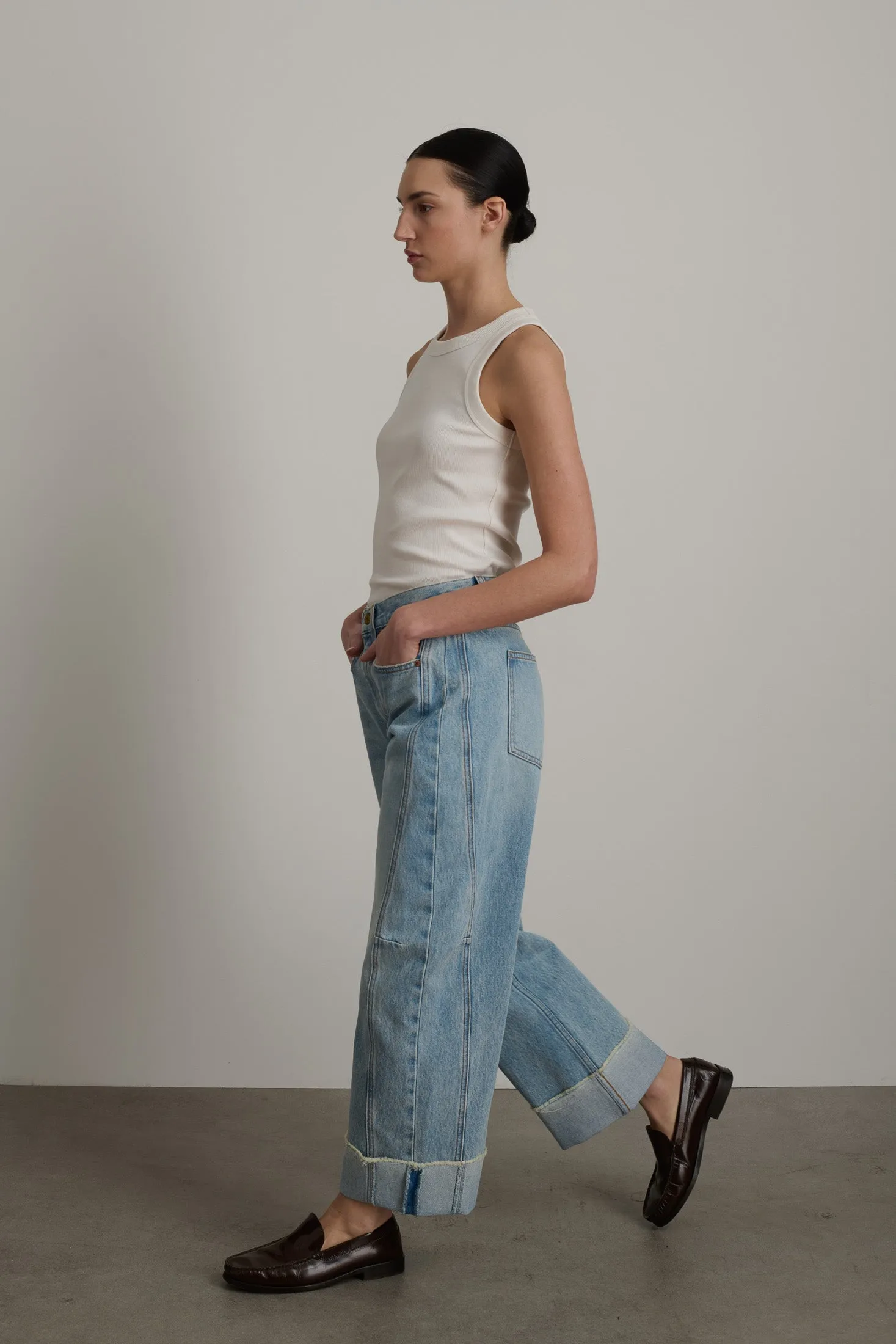 Relaxed Cuffed Lasso Jean Dale Wash sold by B Sides Jeans product image thumbnail 5