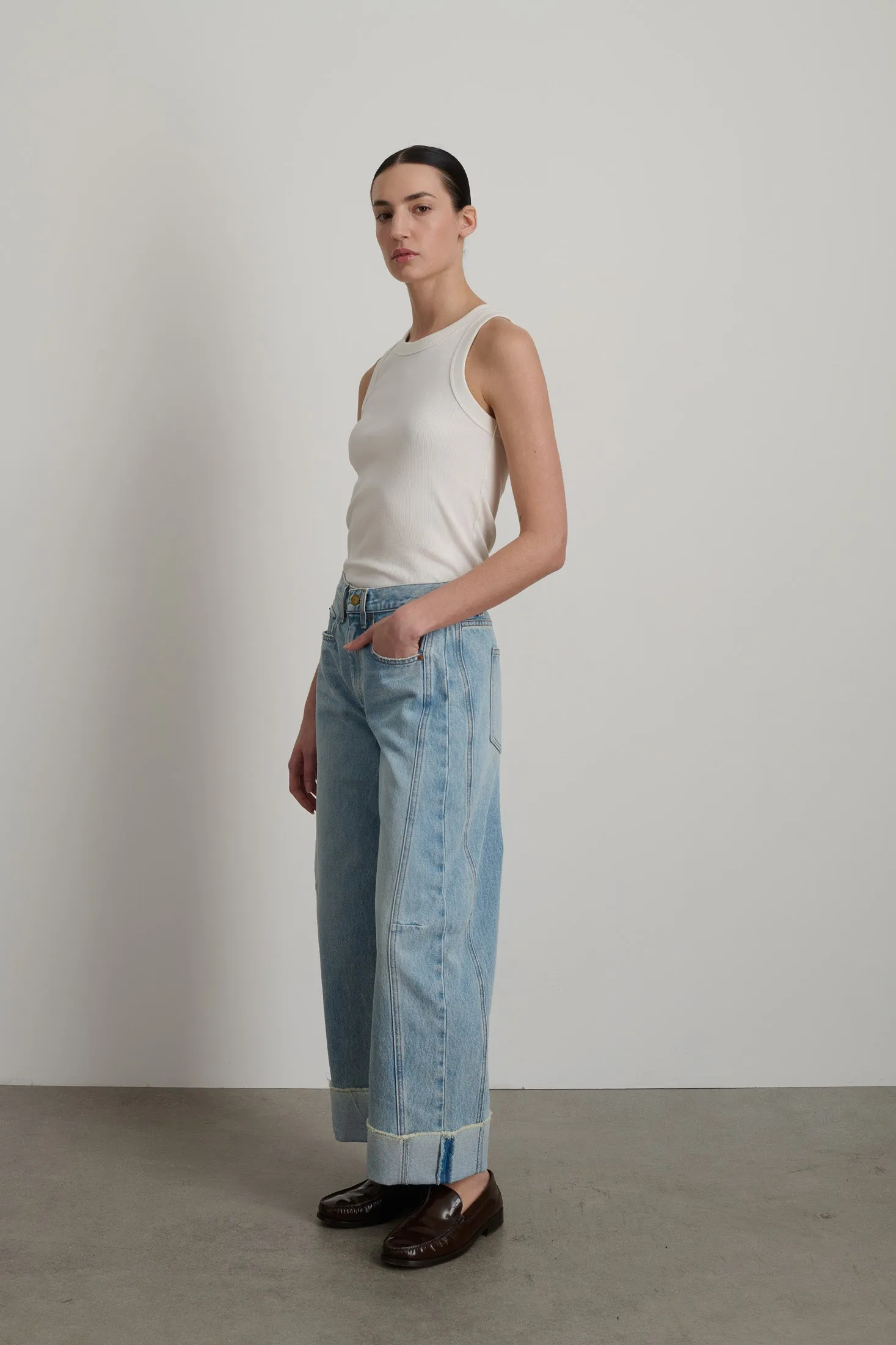 Relaxed Cuffed Lasso Jean Dale Wash sold by B Sides Jeans product image thumbnail 3
