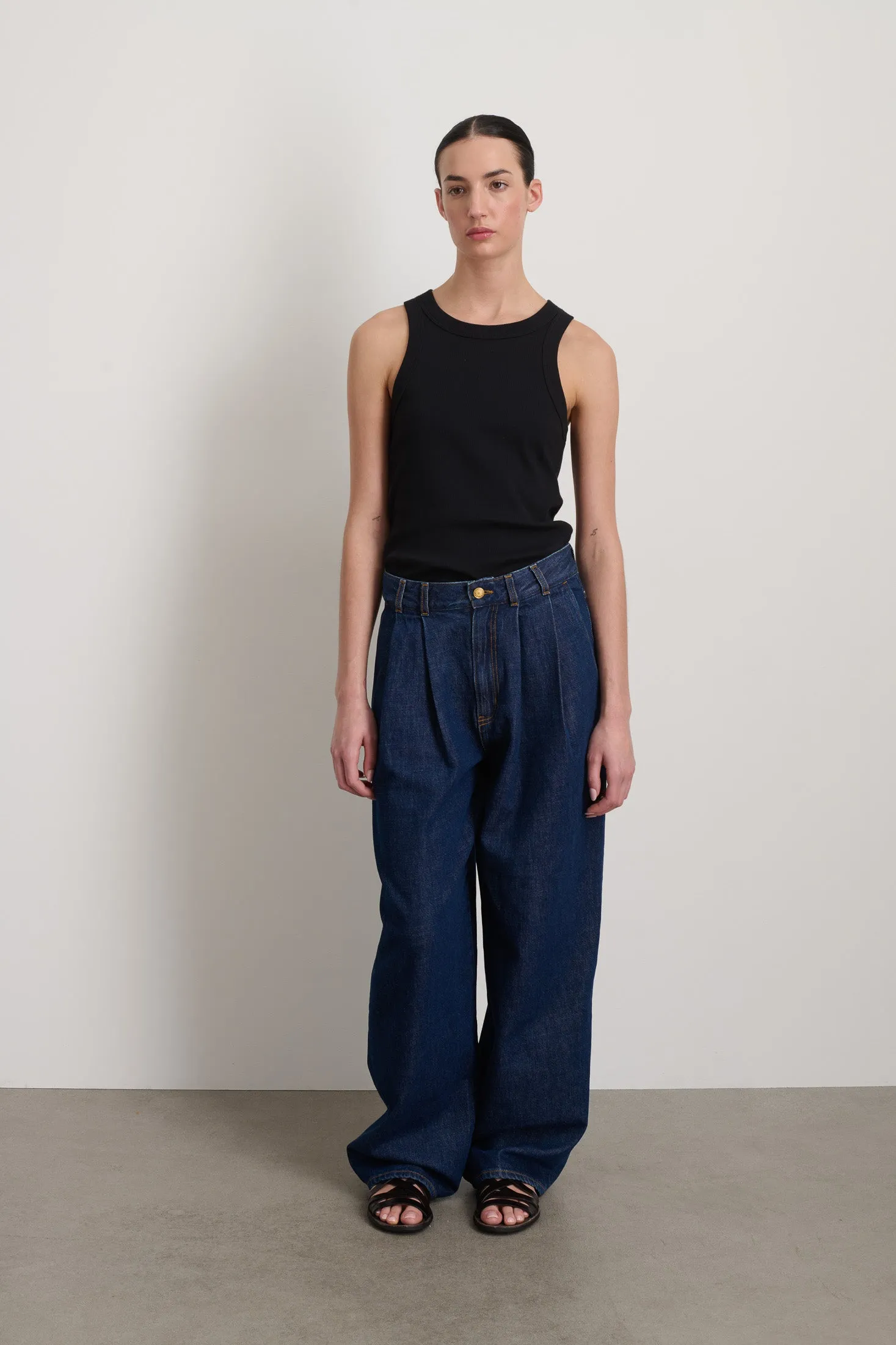 B Sides Pleated Pant Blue Rinse sold by B Sides Jeans