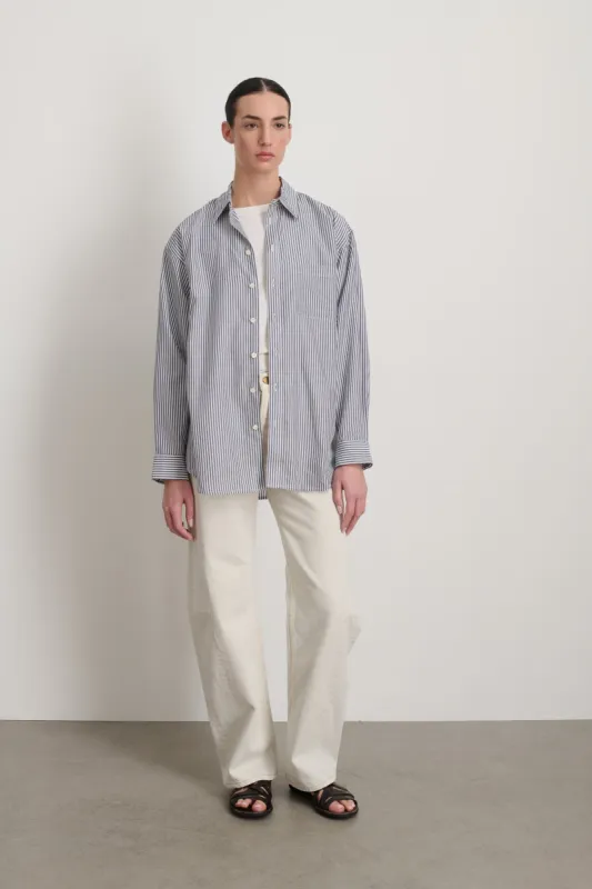 Nolan Shirt Grey Yarn Dye Stripe sold by B Sides Jeans