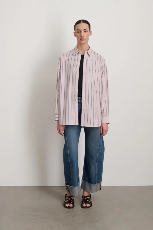 Nolan Shirt Pink Yarn Dye Stripe sold by B Sides Jeans