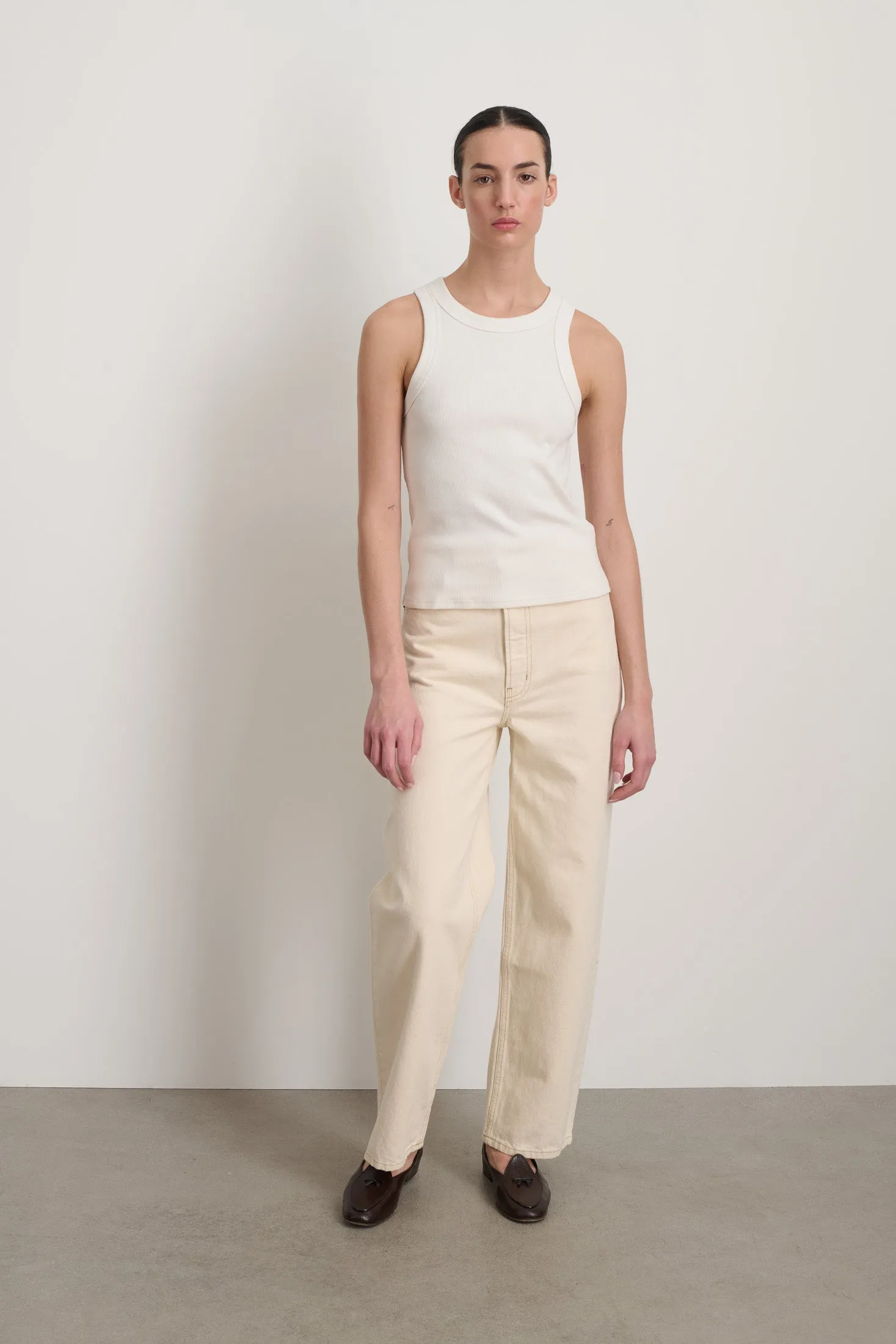 B Sides Rib Tank Snow White sold by B Sides Jeans