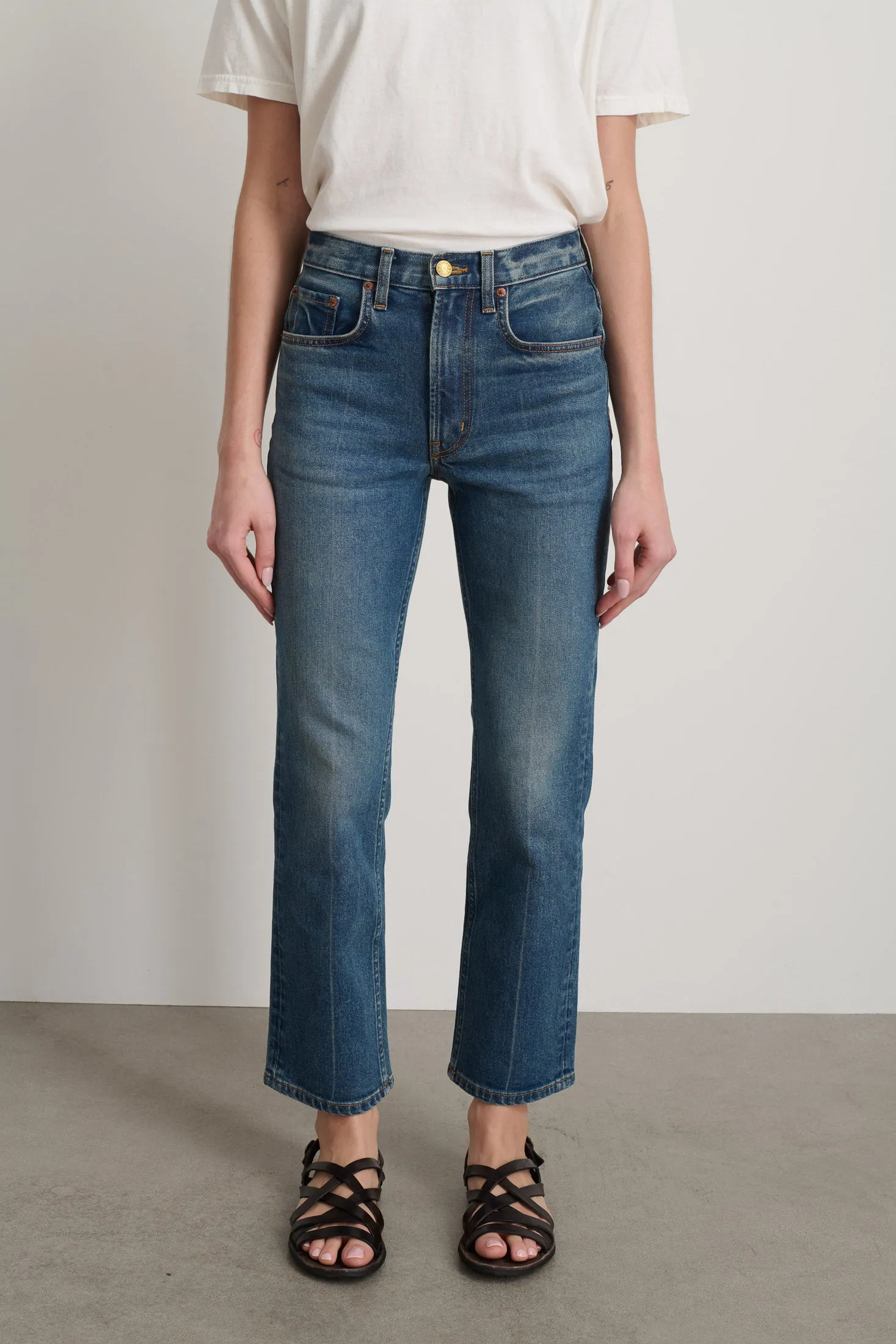 Rae Mid Rise Slim Stretch Crop Vista Blue sold by B Sides Jeans product image thumbnail 5