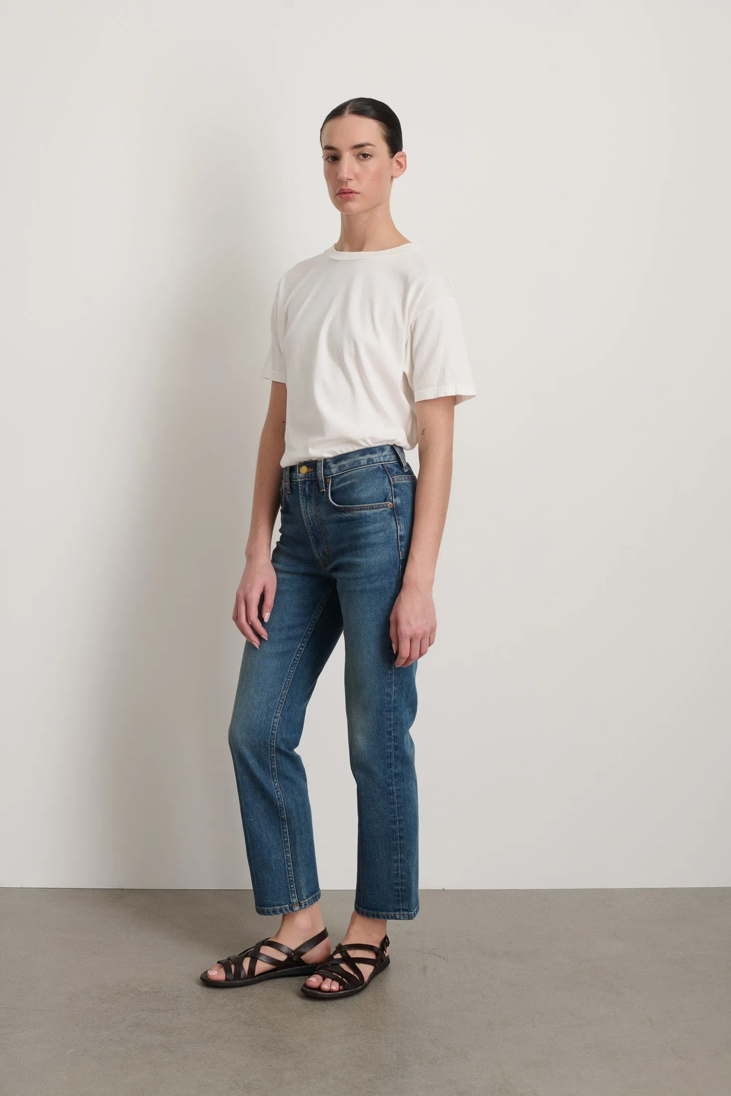 Rae Mid Rise Slim Stretch Crop Vista Blue sold by B Sides Jeans product image thumbnail 2