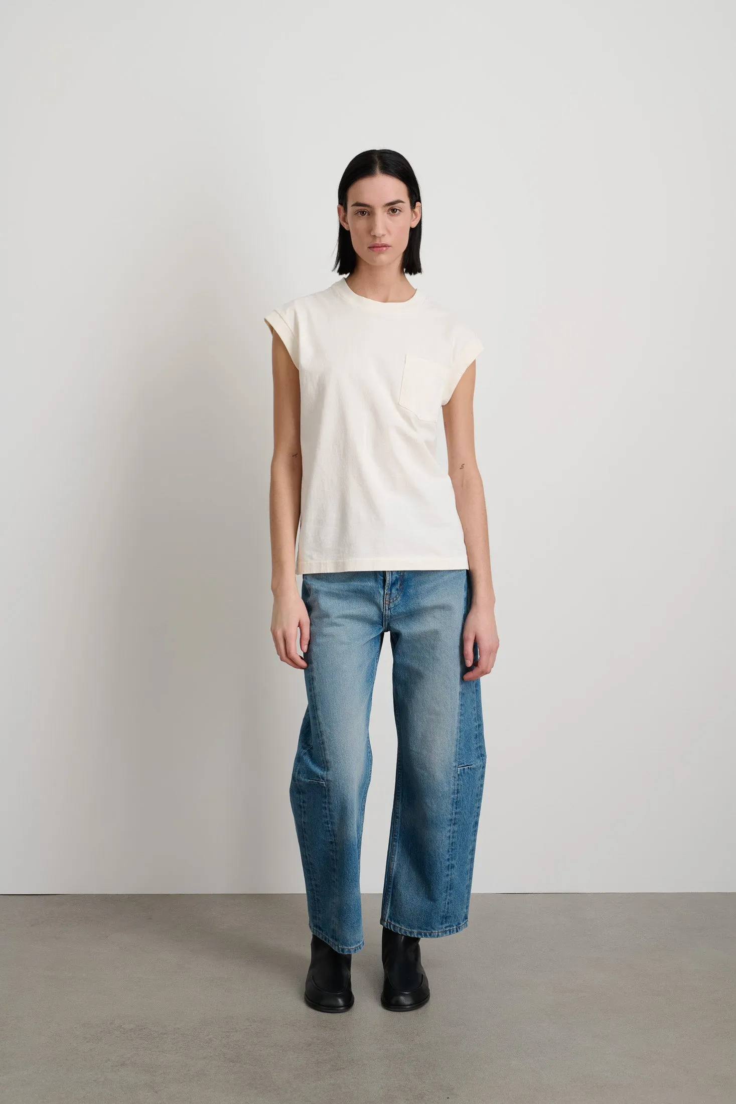 B Sides Pocket Tank Tile White sold by B Sides Jeans