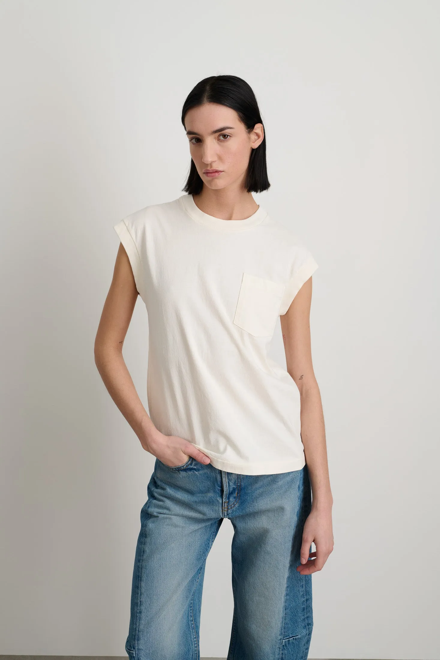 B Sides Pocket Tank Tile White sold by B Sides Jeans product image thumbnail 4