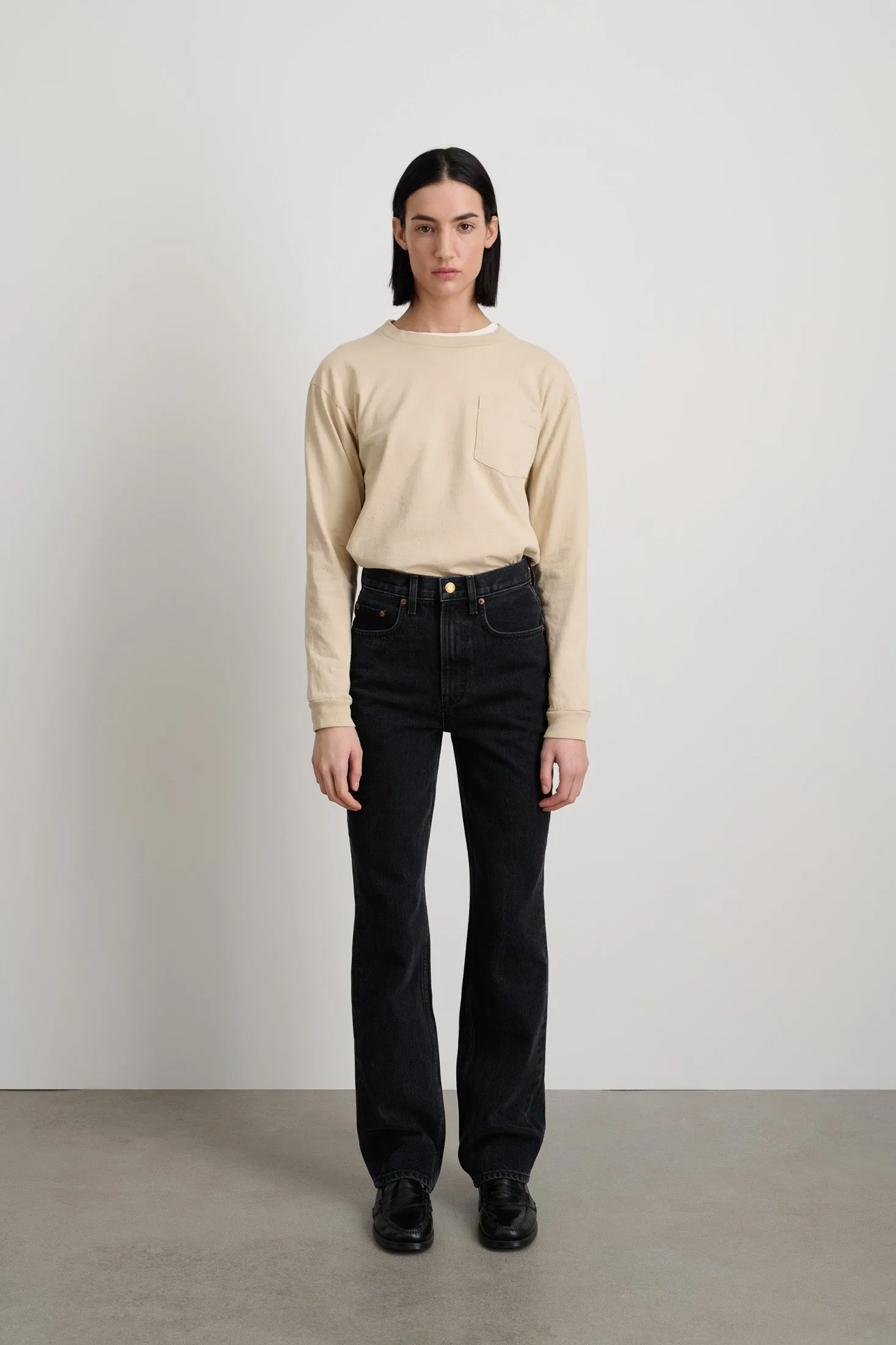 Louis Long High Straight Black Stone Wash sold by B Sides Jeans