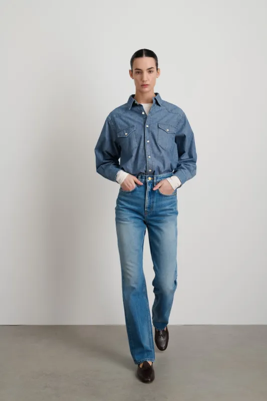 Louis Long High Straight Hyde Wash sold by B Sides Jeans