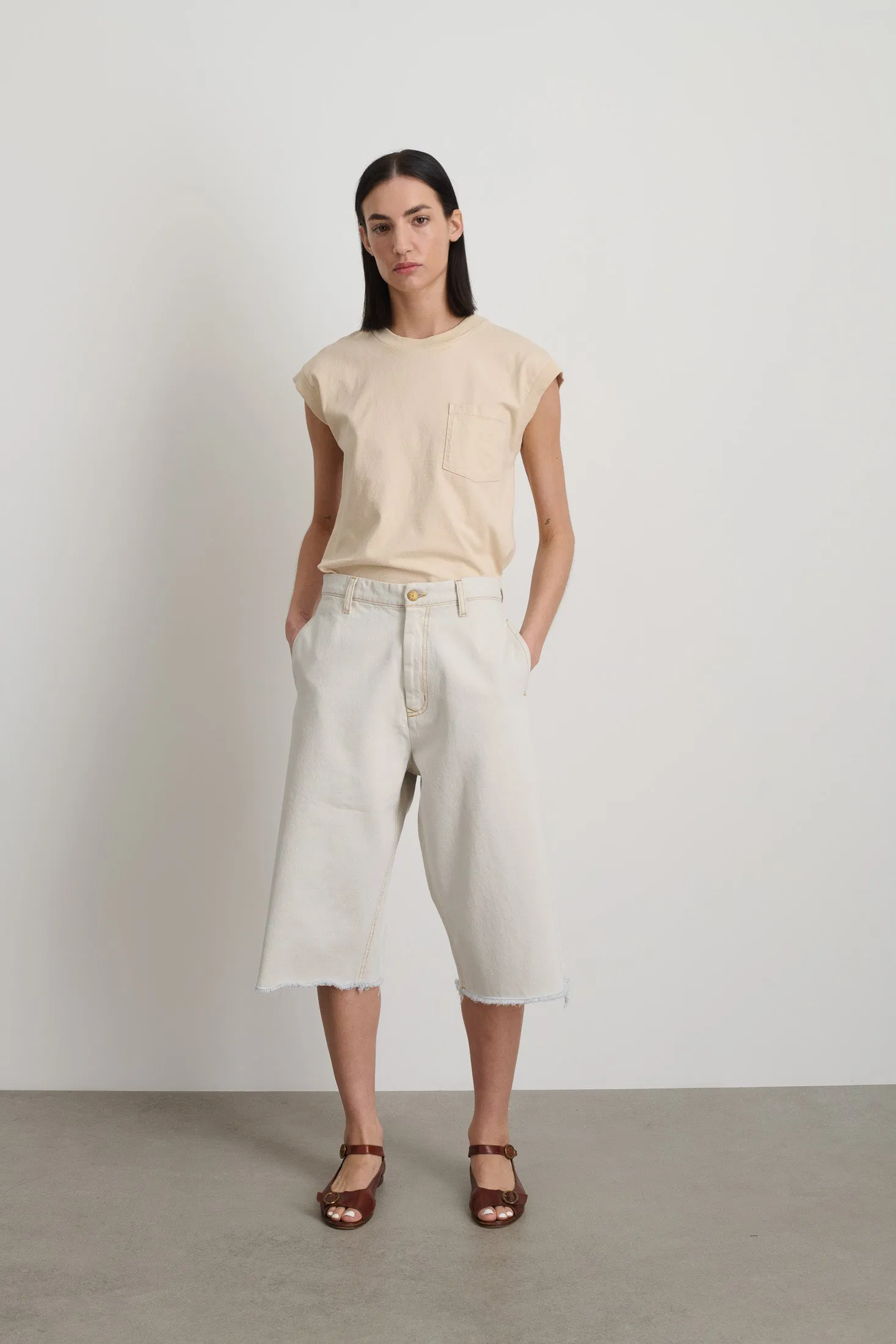 B Sides Pocket Tank Overdye Ecrú sold by B Sides Jeans