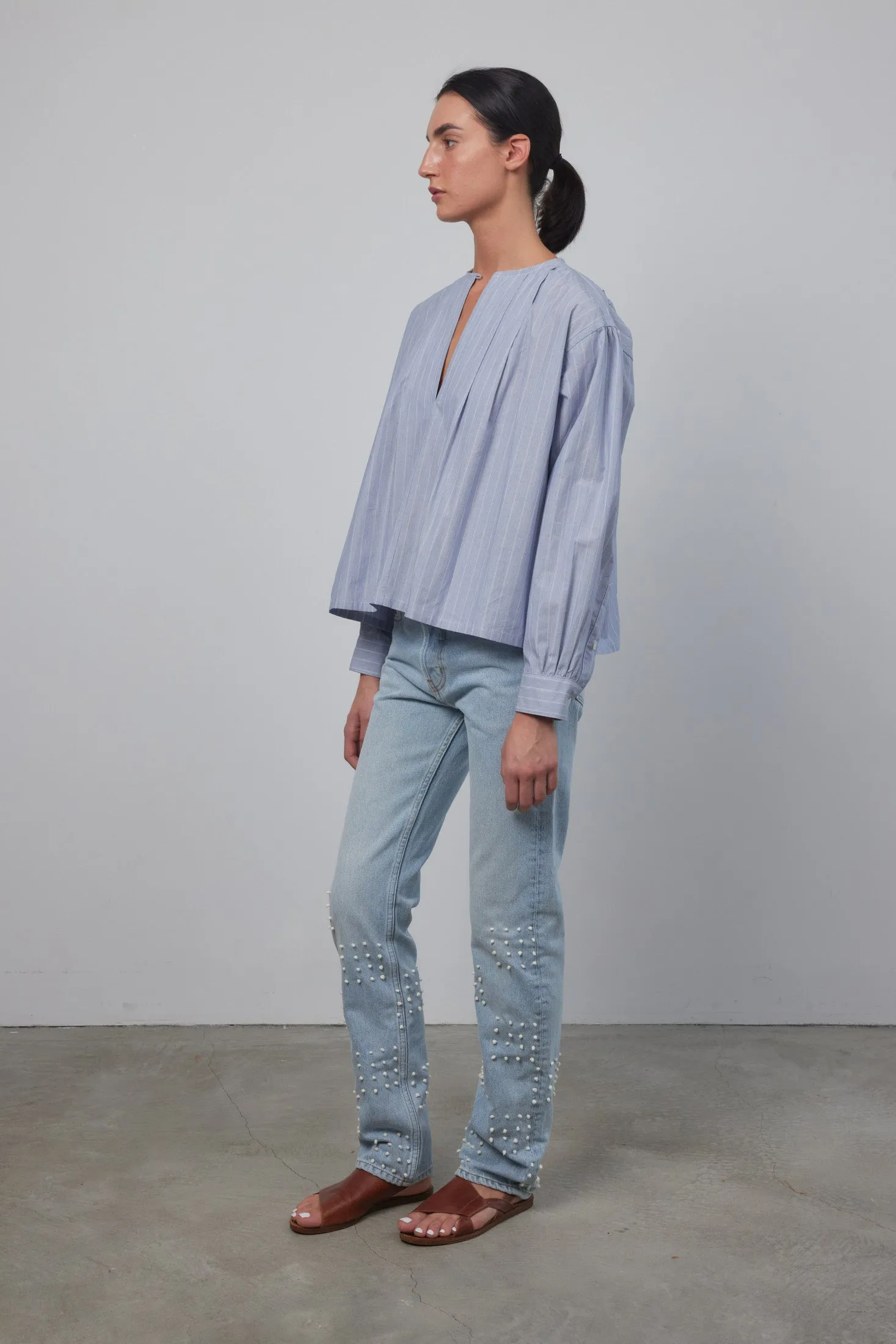 Fira Top Primary Blue Yarn Dye Stripe sold by B Sides Jeans product image thumbnail 3