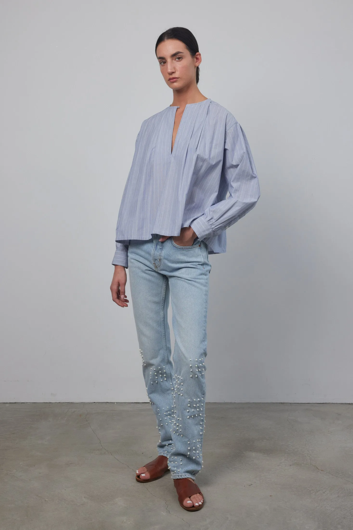 Fira Top Primary Blue Yarn Dye Stripe sold by B Sides Jeans product image thumbnail 2