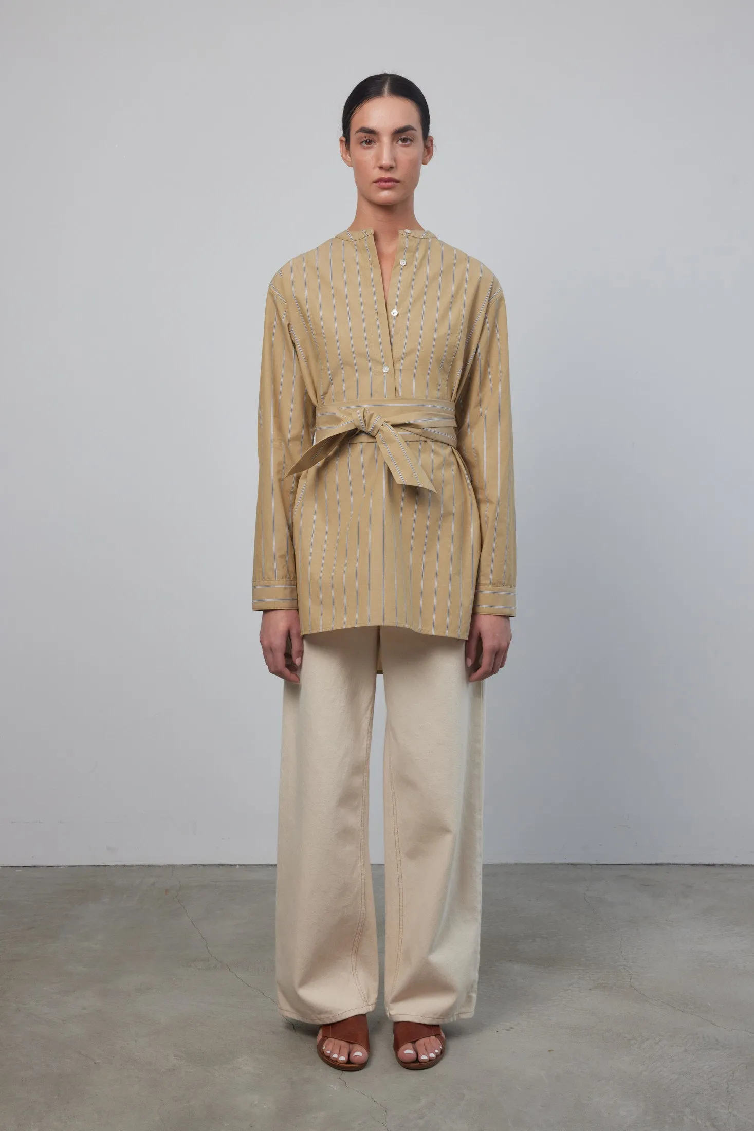 Artist Henley Khaki Yarn Dye Stripe sold by B Sides Jeans product image thumbnail 2