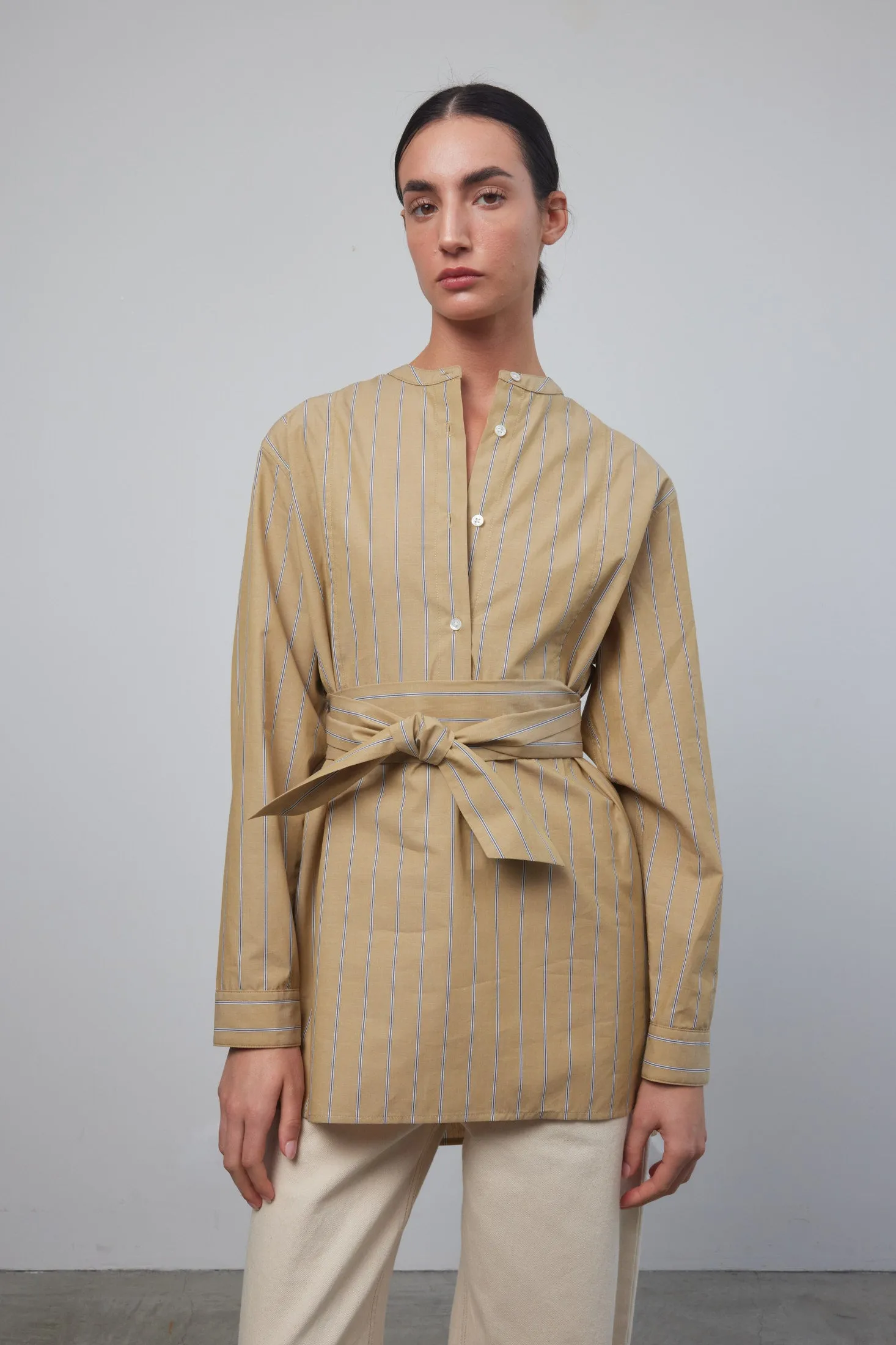 Artist Henley Khaki Yarn Dye Stripe sold by B Sides Jeans product image thumbnail 4