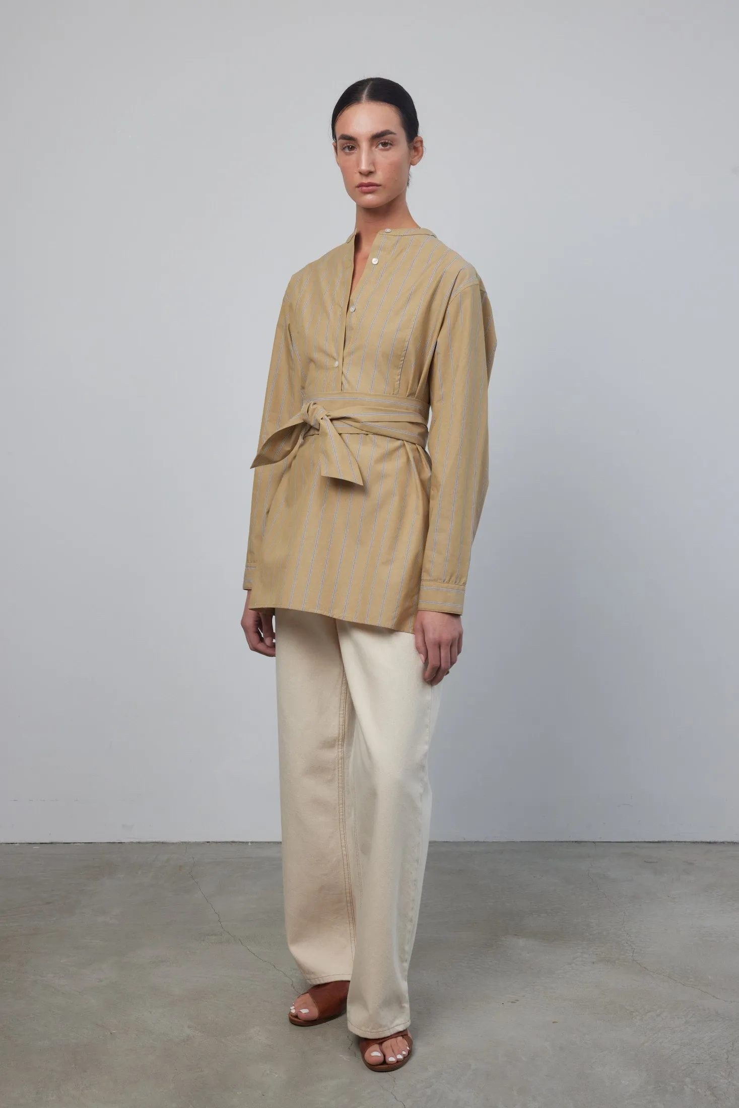 Artist Henley Khaki Yarn Dye Stripe sold by B Sides Jeans product image thumbnail 3