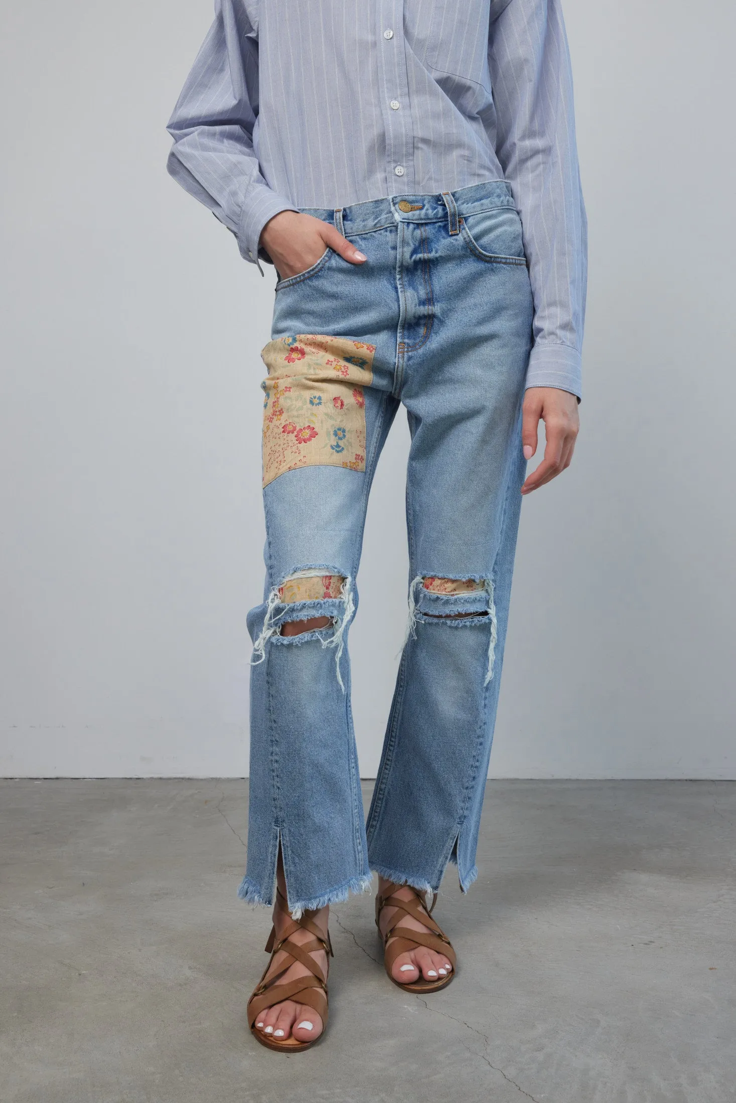 Stowe Jean Allen Lt. Vintage Found Floral Patchwork sold by B Sides Jeans product image thumbnail 4