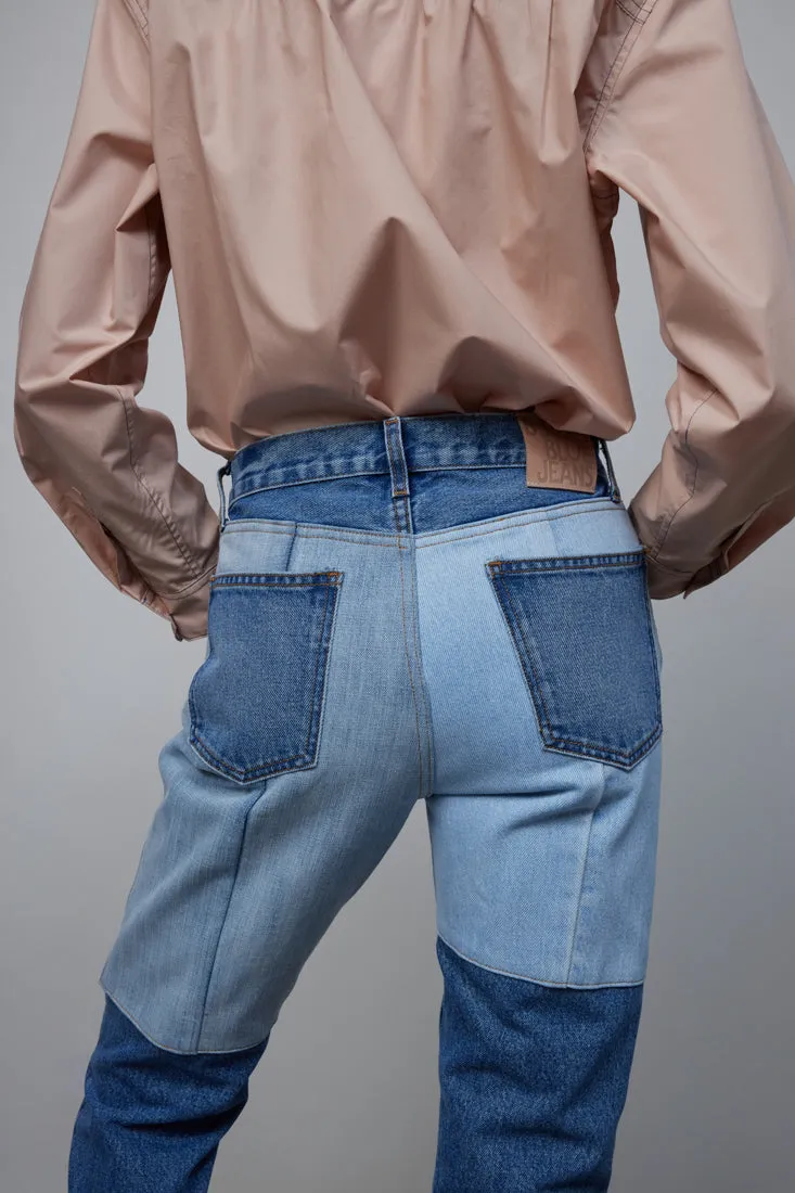 Marcel Relaxed Straight Jean Zealand Wash Reverse Patchwork sold by B Sides Jeans product image thumbnail 5
