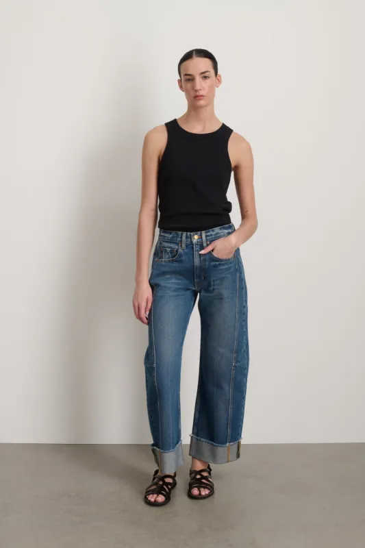 Relaxed Cuffed Lasso Jean Vista Blue sold by B Sides Jeans