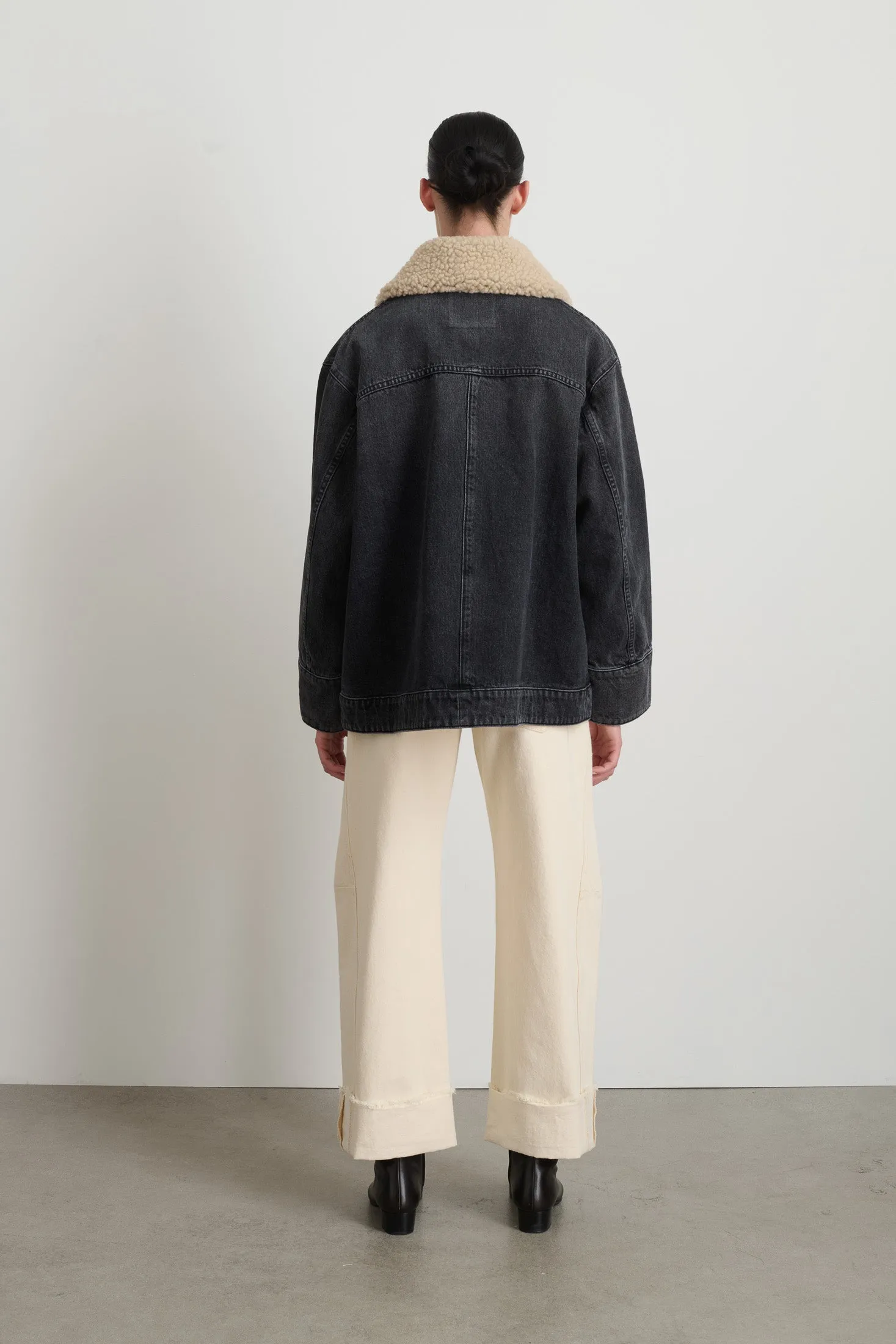Stadium Jacket Stil Black / Oatmeal Sherpa Collar sold by B Sides Jeans product image thumbnail 4