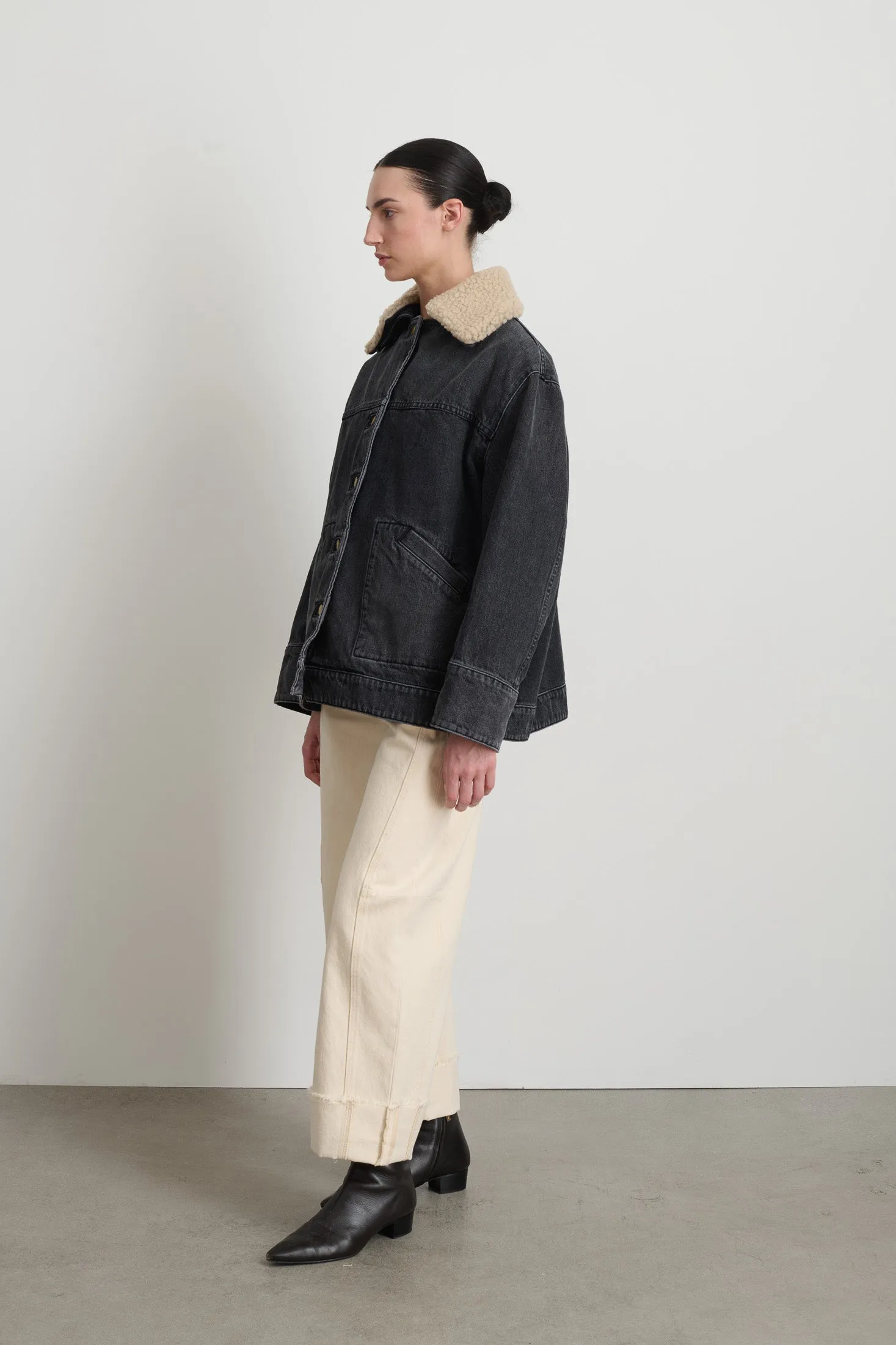 Stadium Jacket Stil Black / Oatmeal Sherpa Collar sold by B Sides Jeans product image thumbnail 3