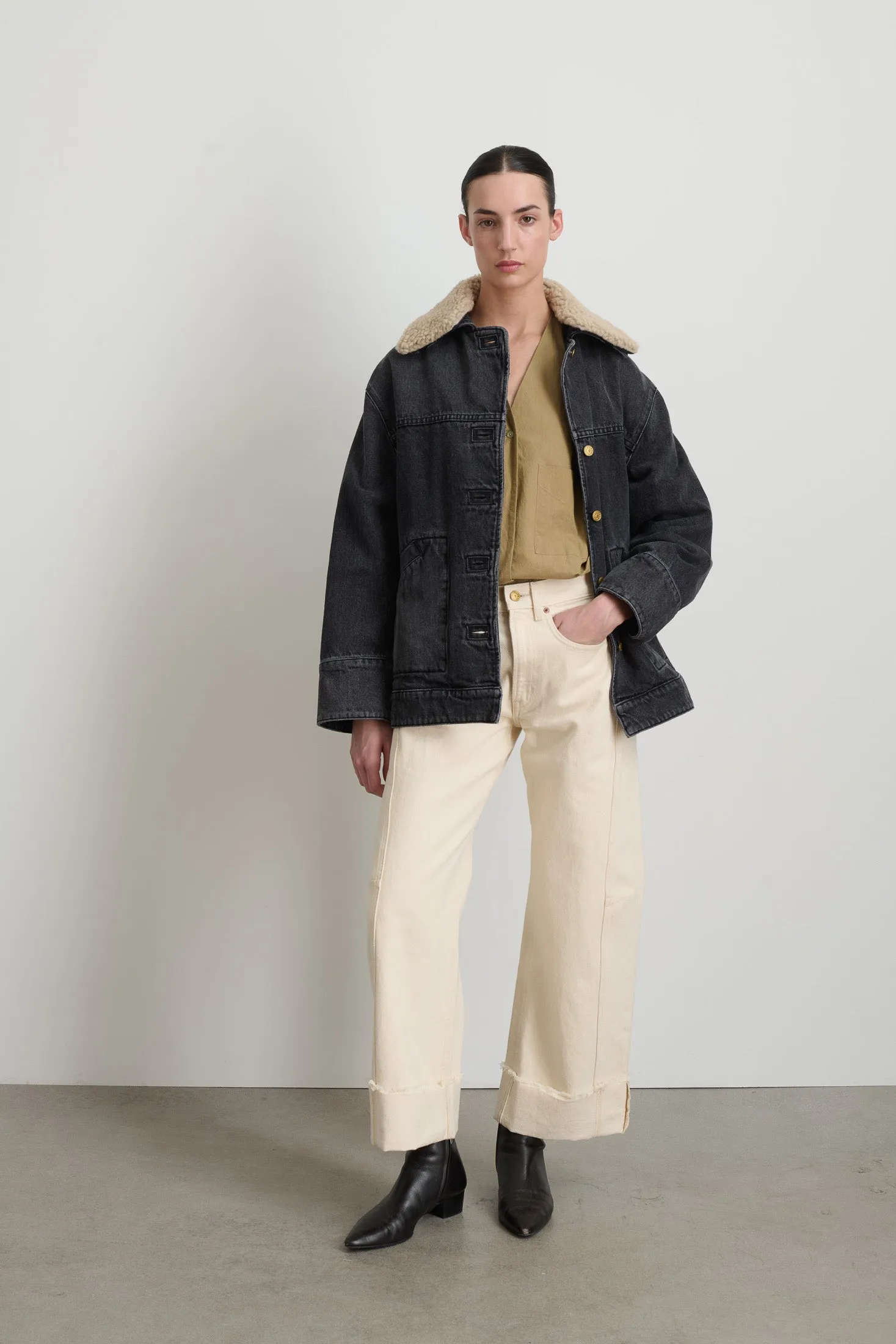 Stadium Jacket Stil Black / Oatmeal Sherpa Collar sold by B Sides Jeans product image thumbnail 2