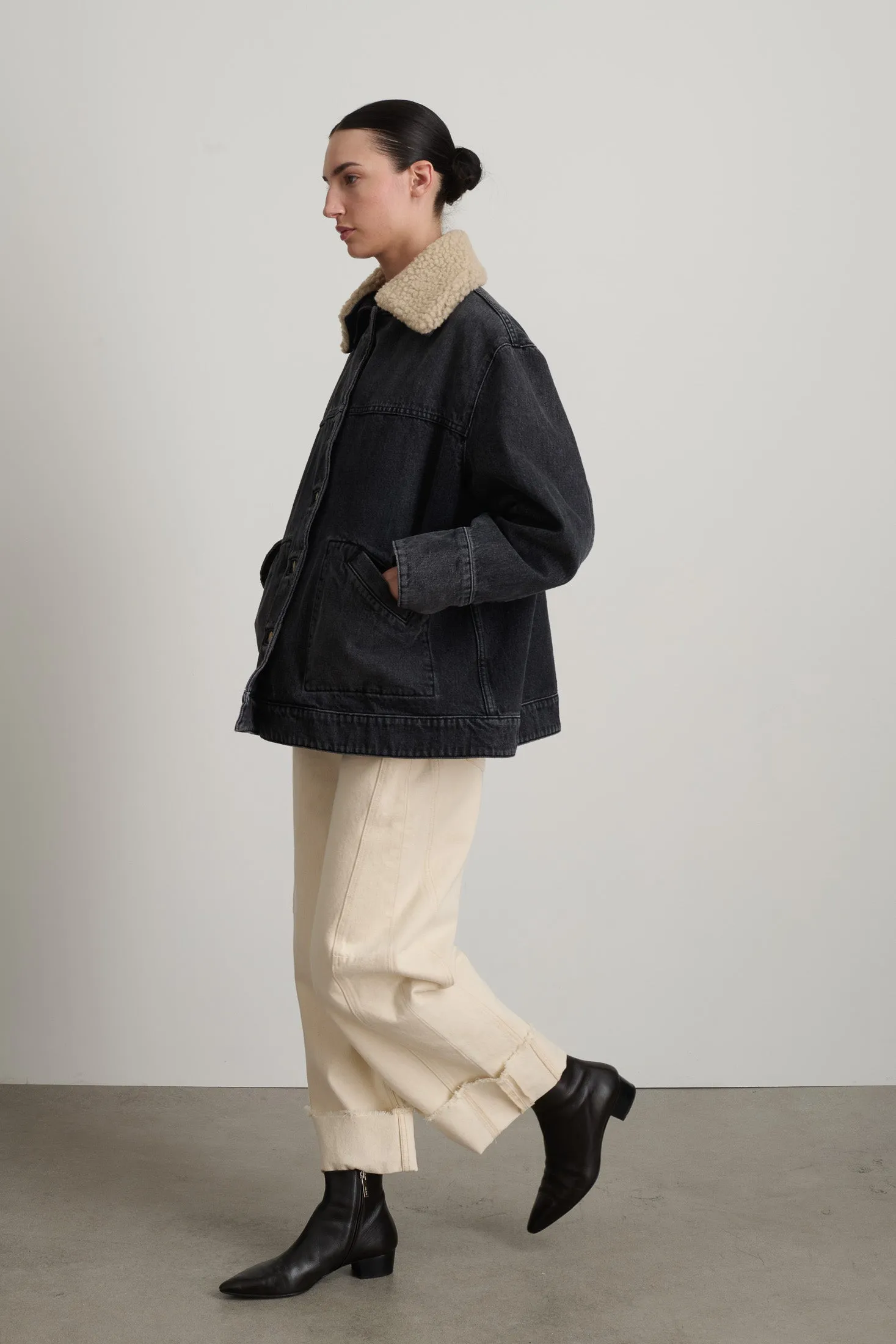 Stadium Jacket Stil Black / Oatmeal Sherpa Collar sold by B Sides Jeans product image thumbnail 5