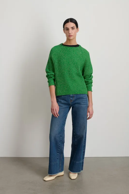 Roll Neck Shaker Stitch Pullover Green / Peach made by B Sides Jeans