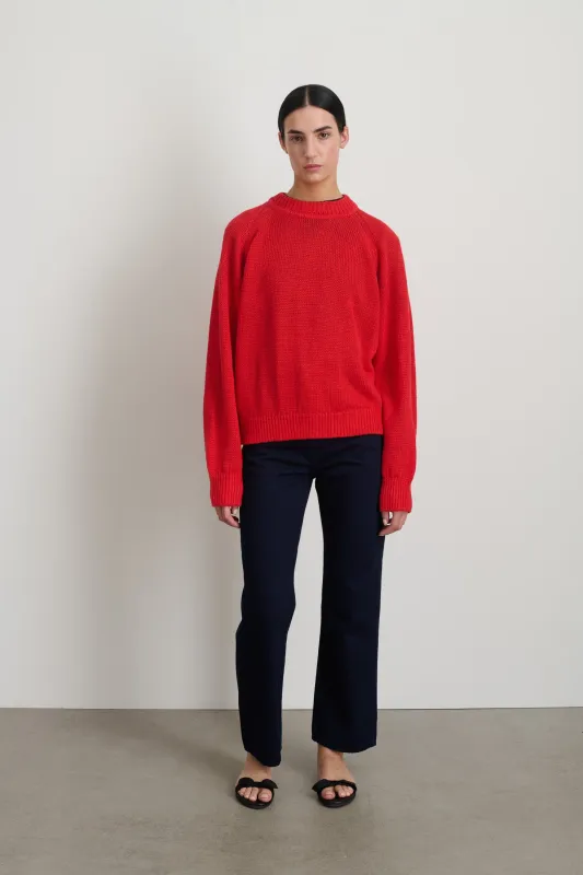 Lind Knit Crew Geranium made by B Sides Jeans
