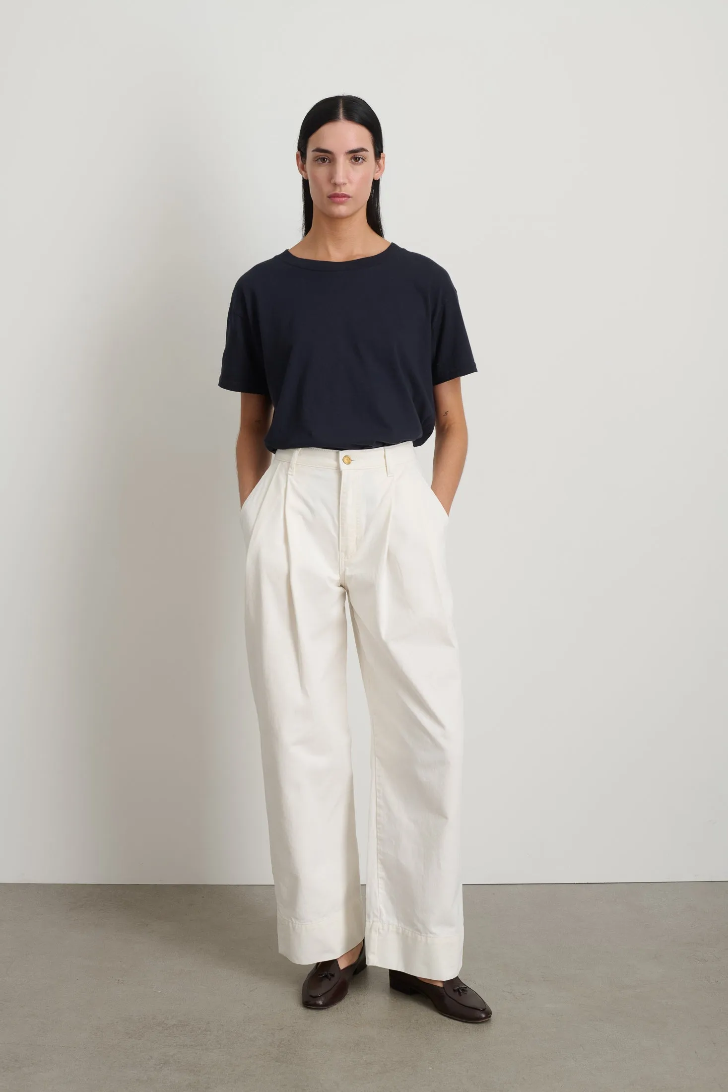 Martin Pleated Chino Chalk White sold by B Sides Jeans