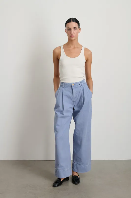 Martin Pleated Chino Pale Blue made by B Sides Jeans