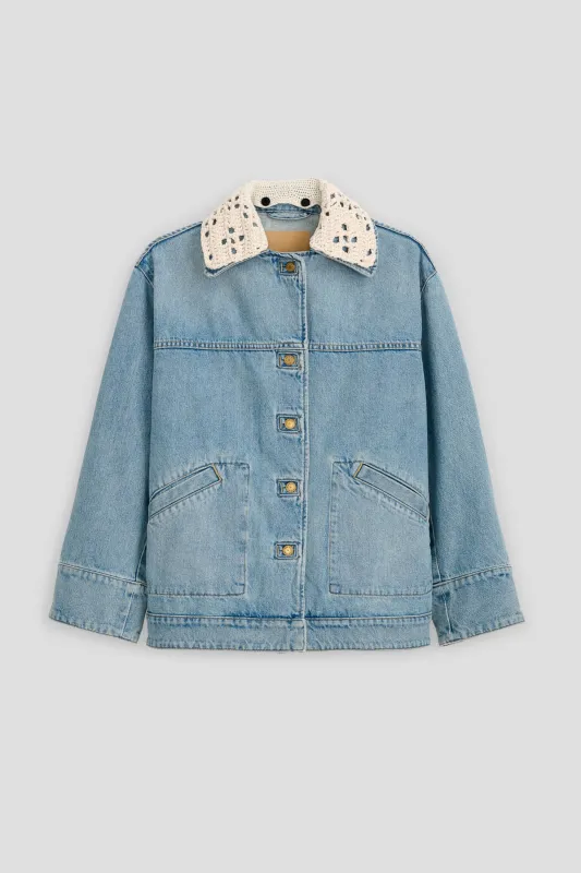 Stadium Jacket Jac Wash / Crochet Collar sold by B Sides Jeans