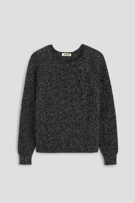 Roll Neck Shaker Stitch Pullover Black / White sold by B Sides Jeans