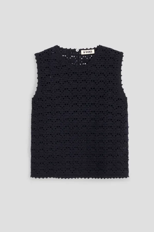 Joy Crochet Shell Navy made by B Sides Jeans