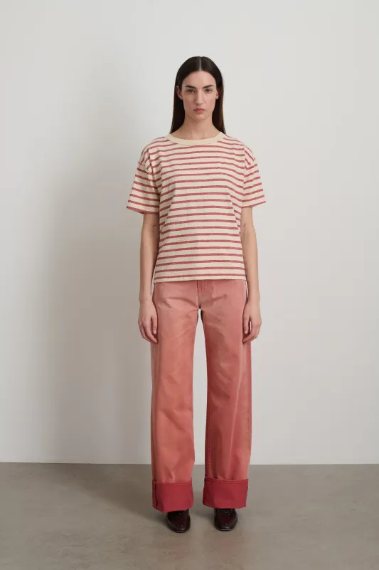 Atlas Tee Red / Natural Stripe sold by B Sides Jeans