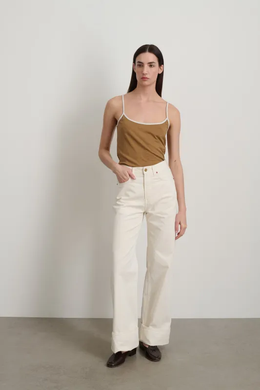 Zora Ringer Tank Camel/White sold by B Sides Jeans