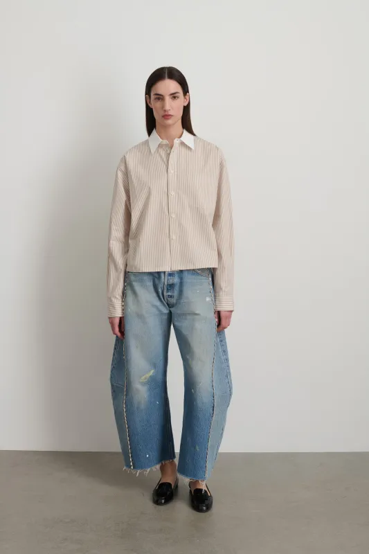 Sandra Shirt Tan/White Stripe sold by B Sides Jeans