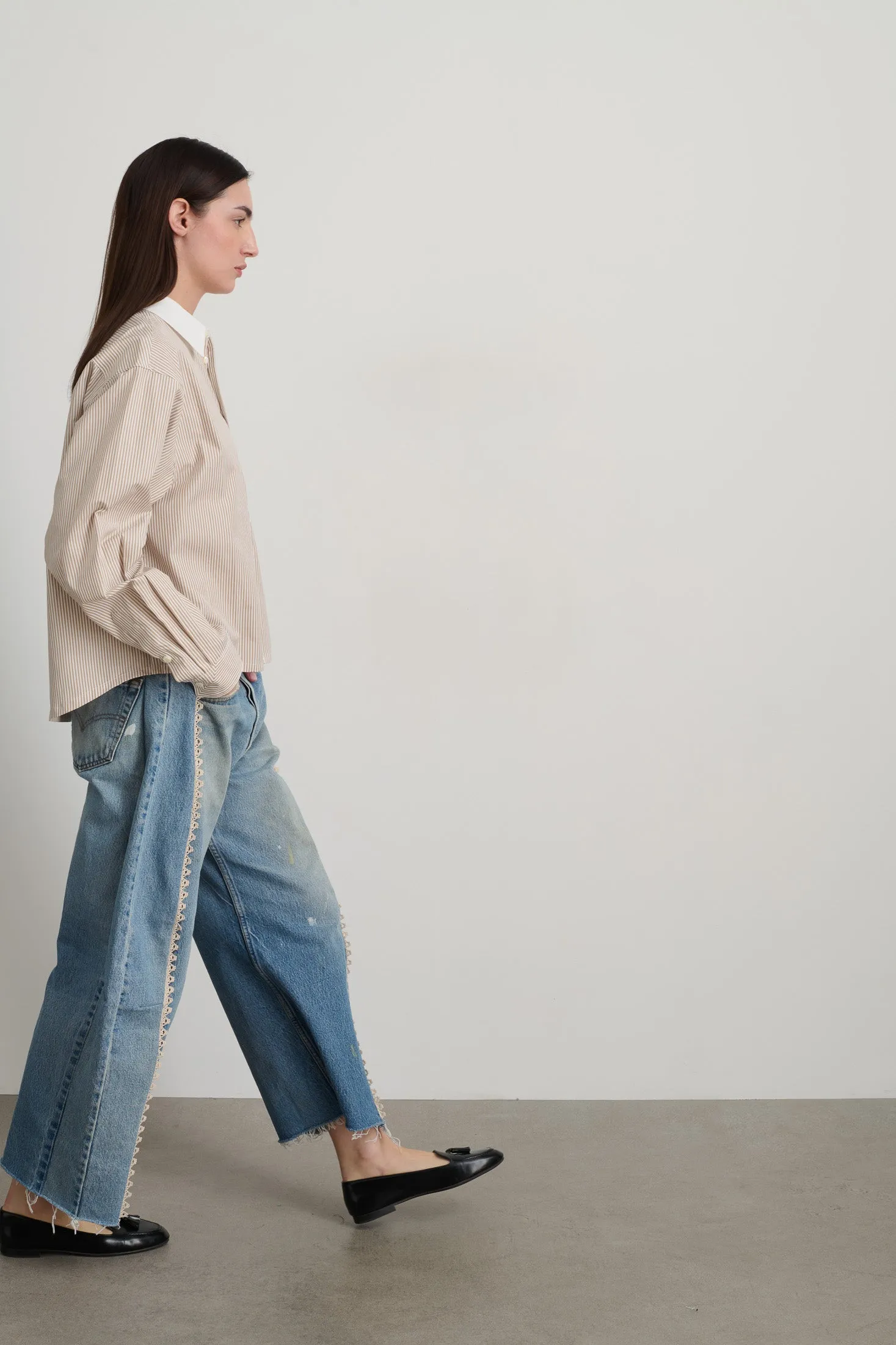 Sandra Shirt Tan/White Stripe sold by B Sides Jeans product image thumbnail 4