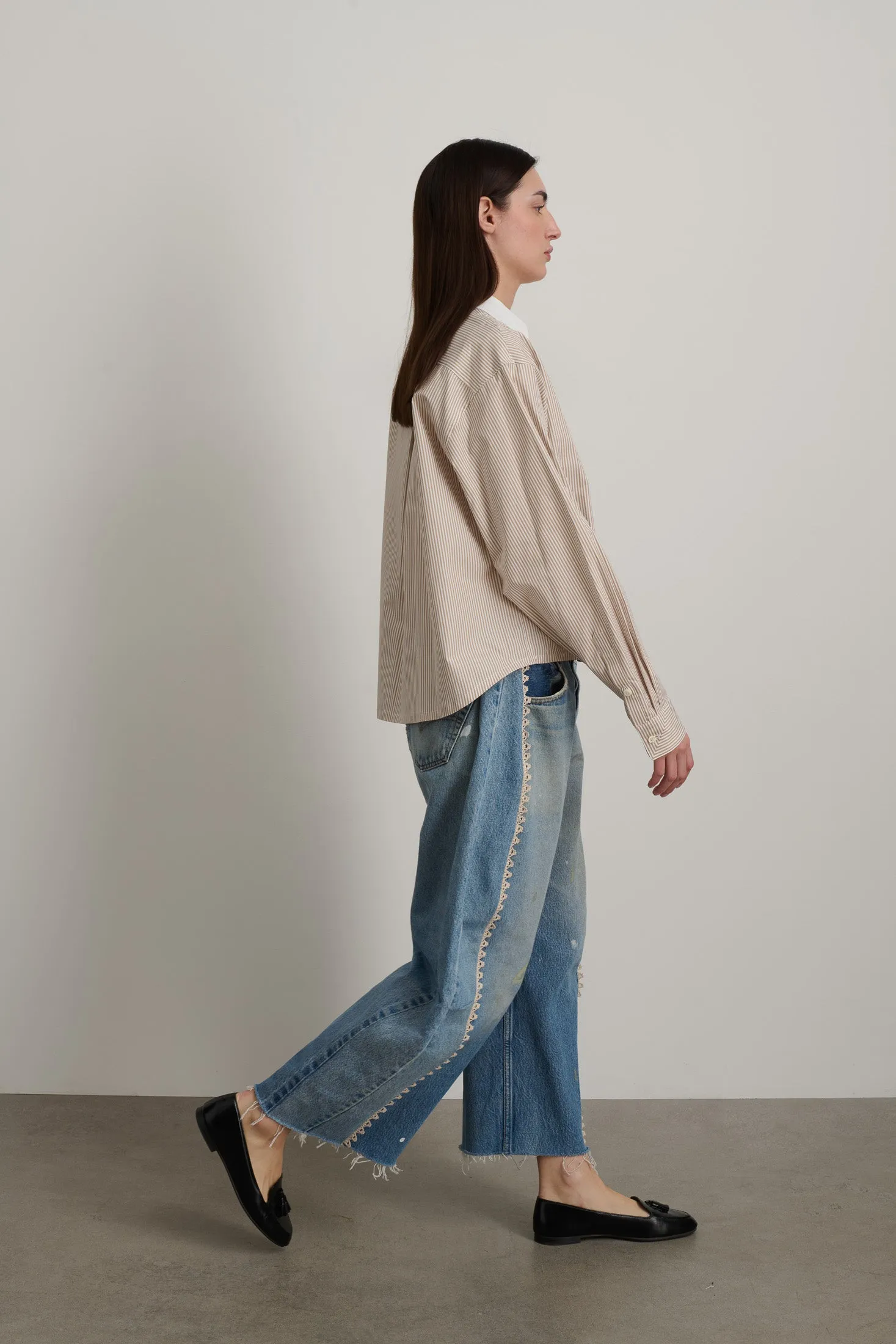 Sandra Shirt Tan/White Stripe sold by B Sides Jeans product image thumbnail 5