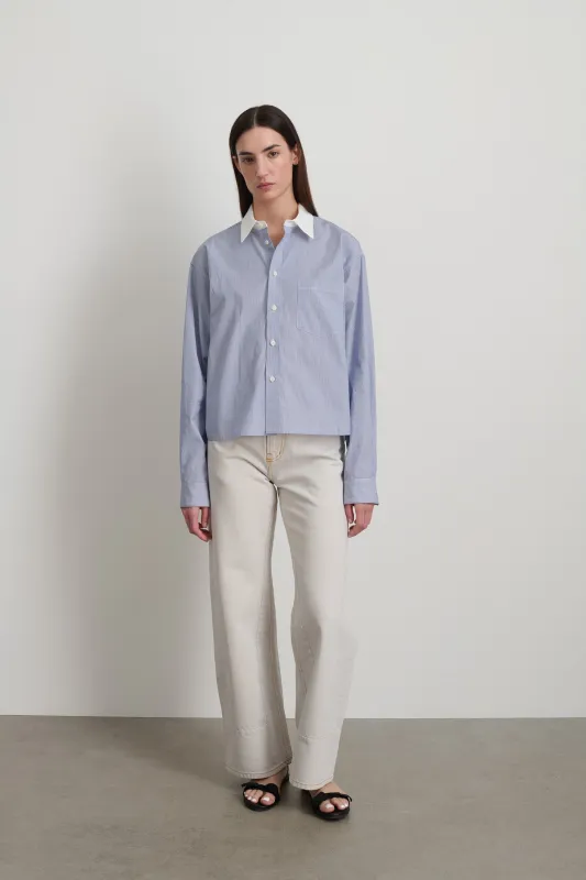 Sandra Shirt Navy/White Stripe sold by B Sides Jeans