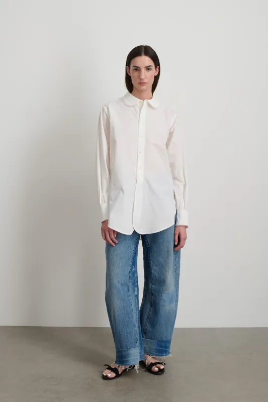 Louisa Shirt White Poplin w/ Tatted Lace sold by B Sides Jeans