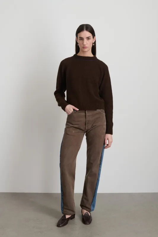 Mohair Sweatshirt Brown with Cobalt Embroidery sold by B Sides Jeans